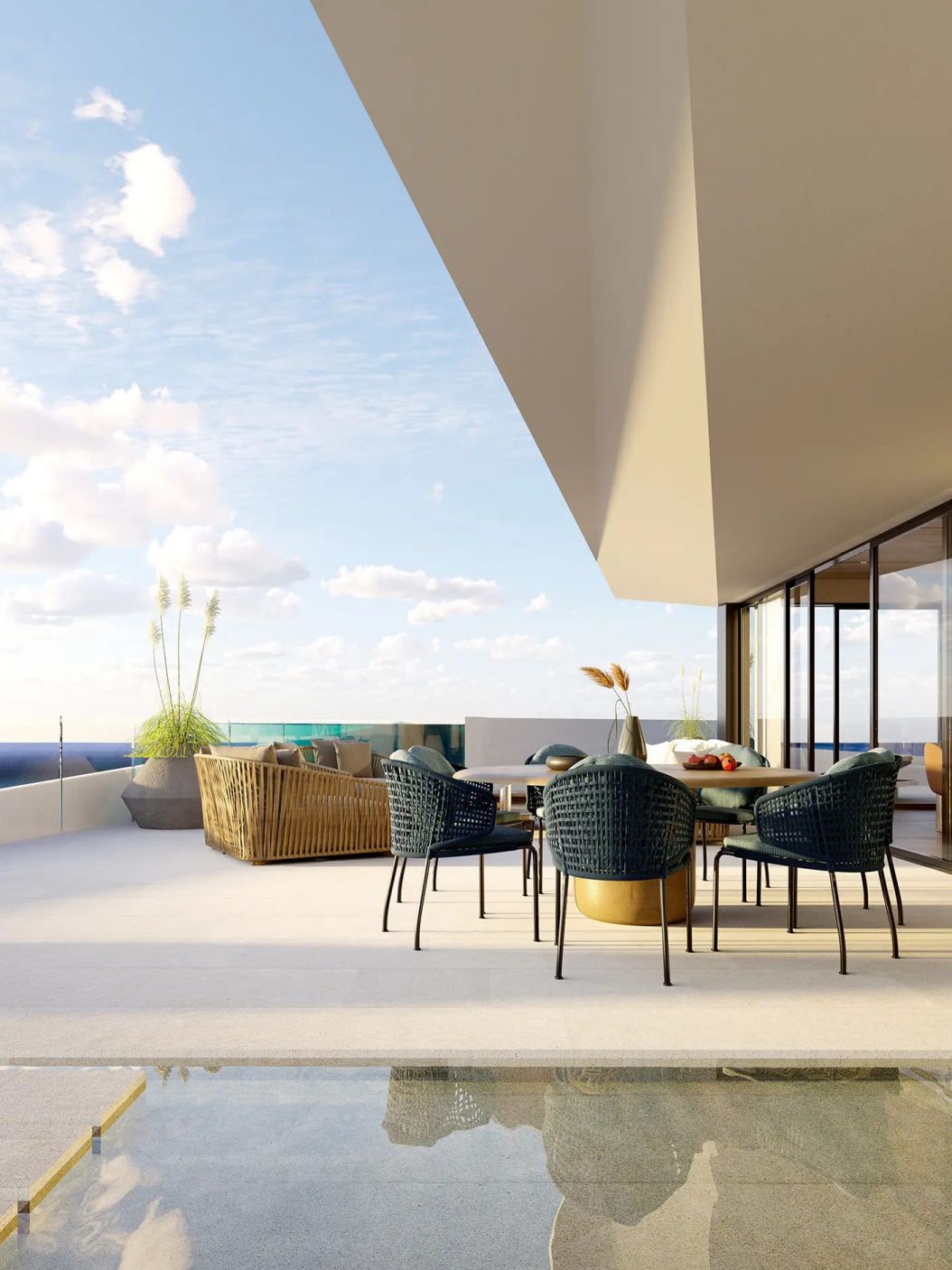 Solarium with lounger area in new-build complex, Carvajal, Fuengirola