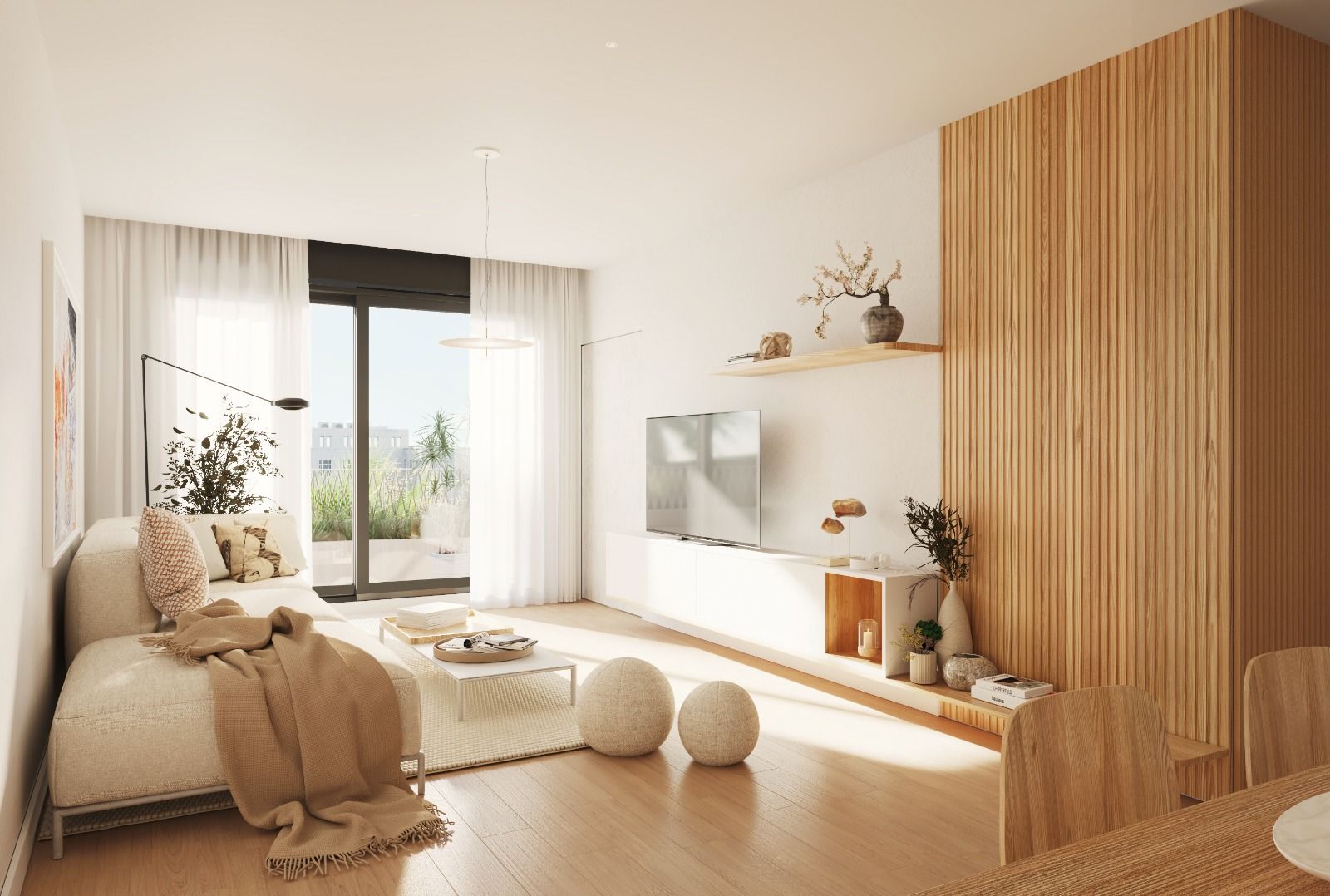 Living area in 3-bedroom new-build apartment on 4th floor, Campanillas, Málaga