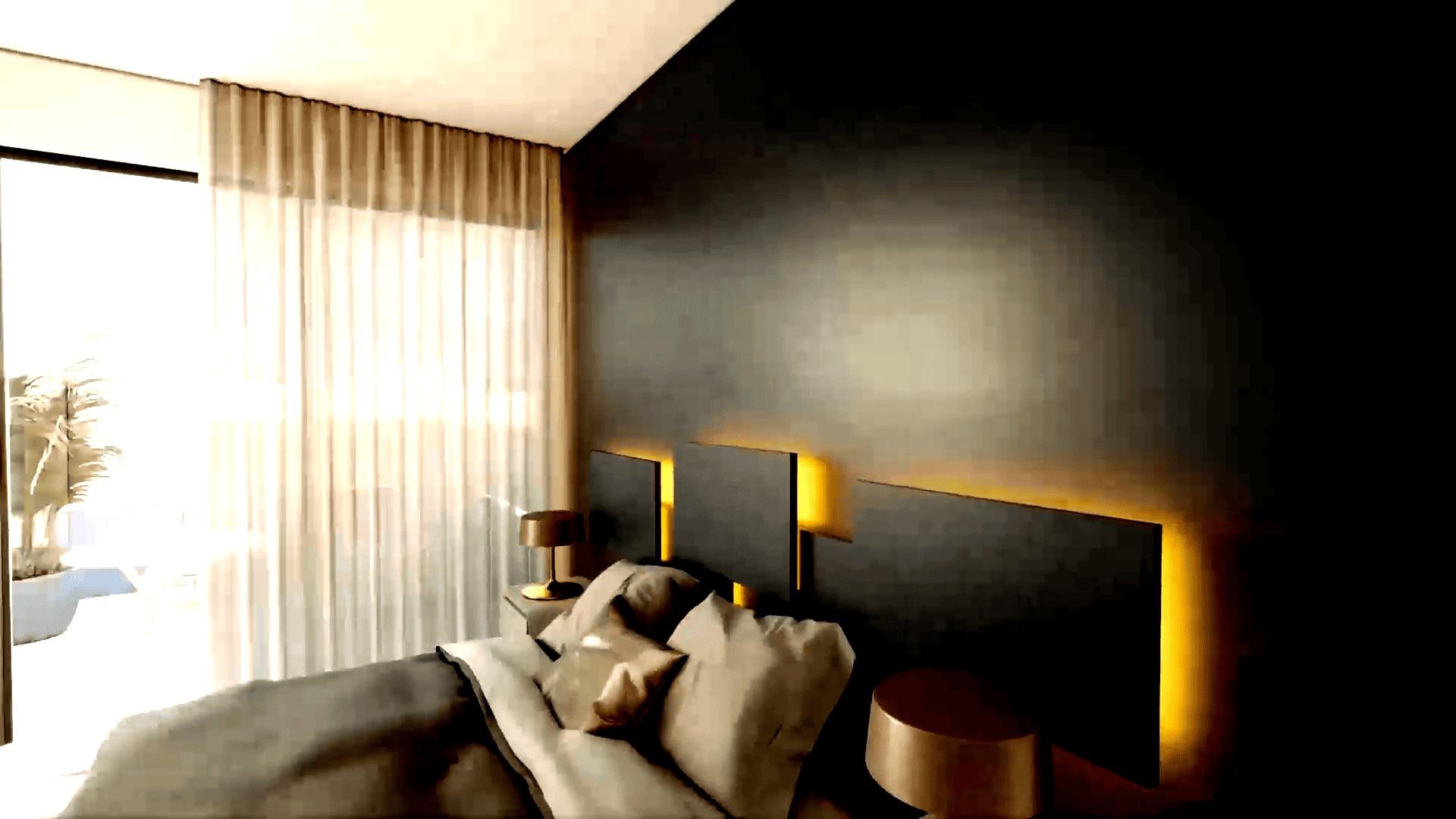 Detail of flooring and wall finishes in the new-build penthouse