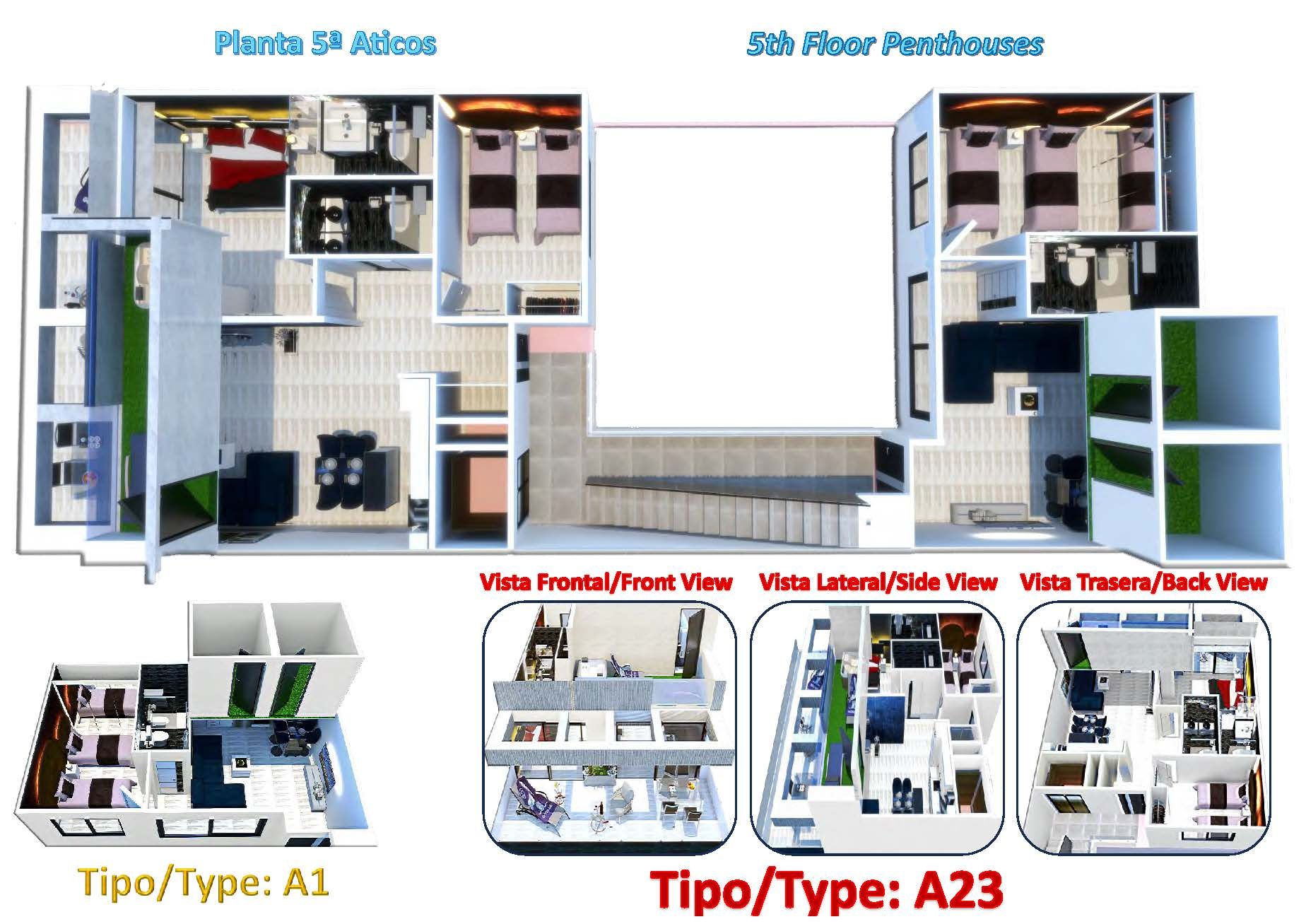 Floor plan showing the overall penthouse layout and room arrangement
