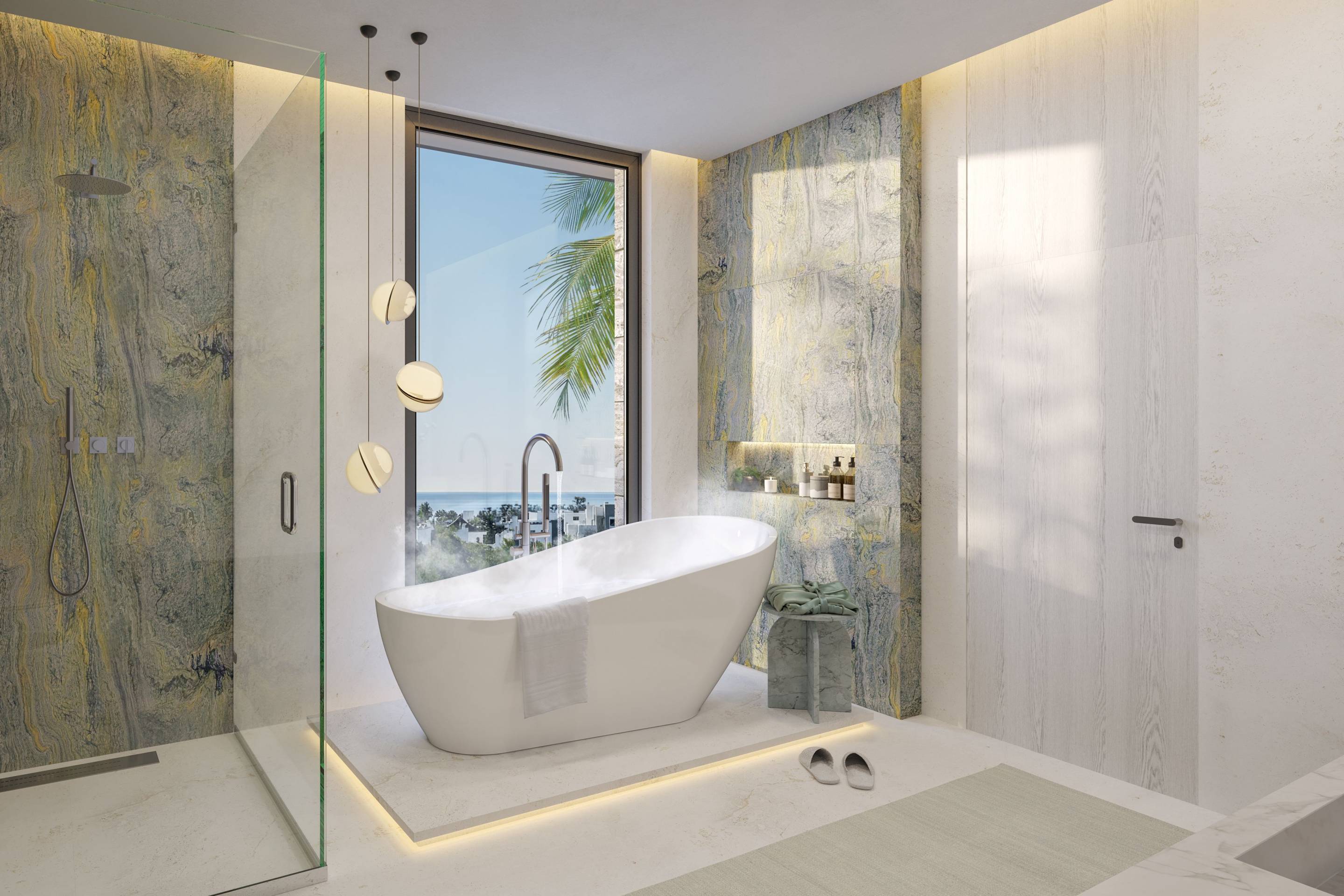 Open-plan living area with direct terrace access in 4-bedroom new-build villa, Whater Gardens, Estepona