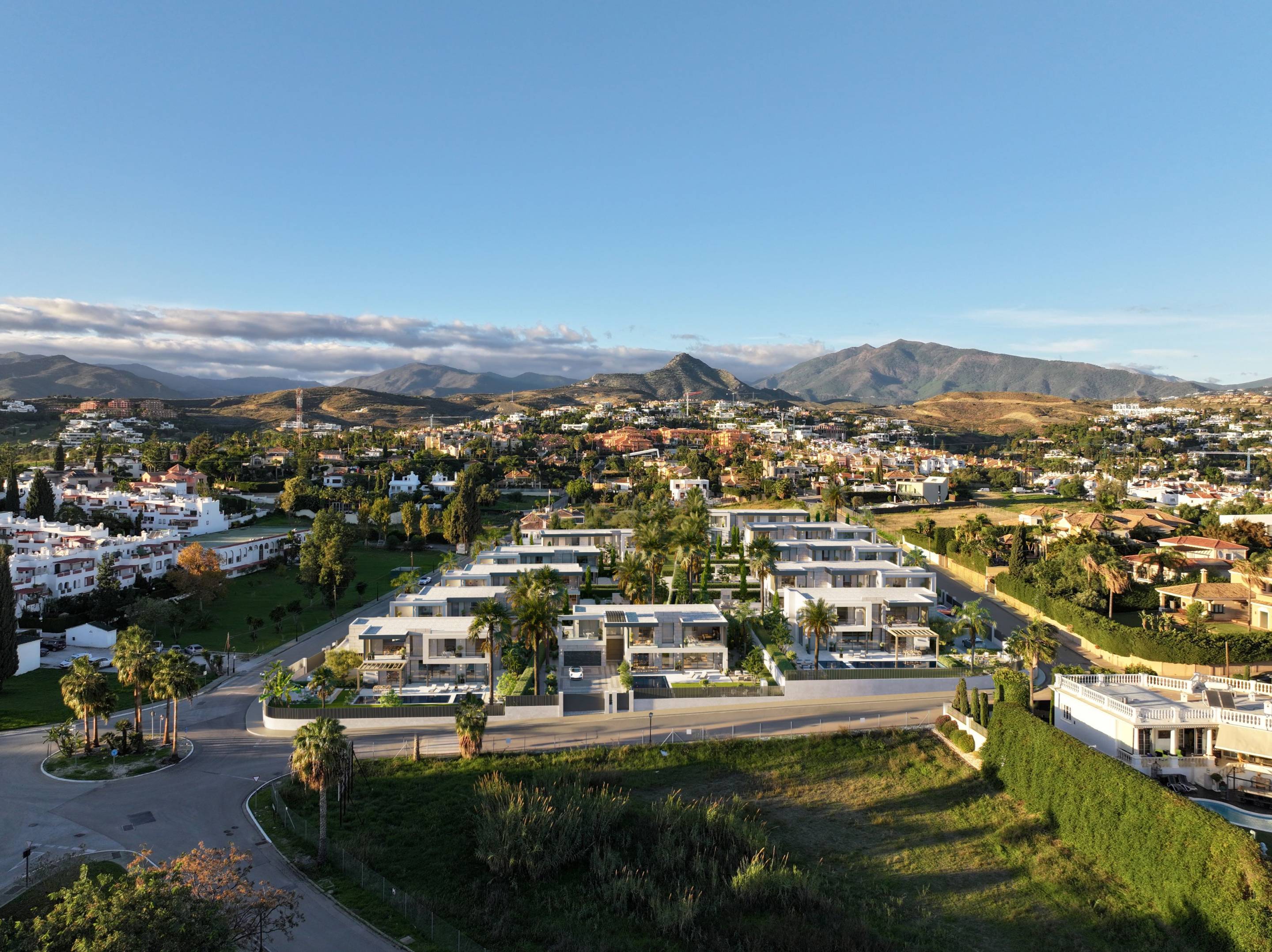 Terrace view from ground-floor living area, 4-bedroom new-build villa, Whater Gardens