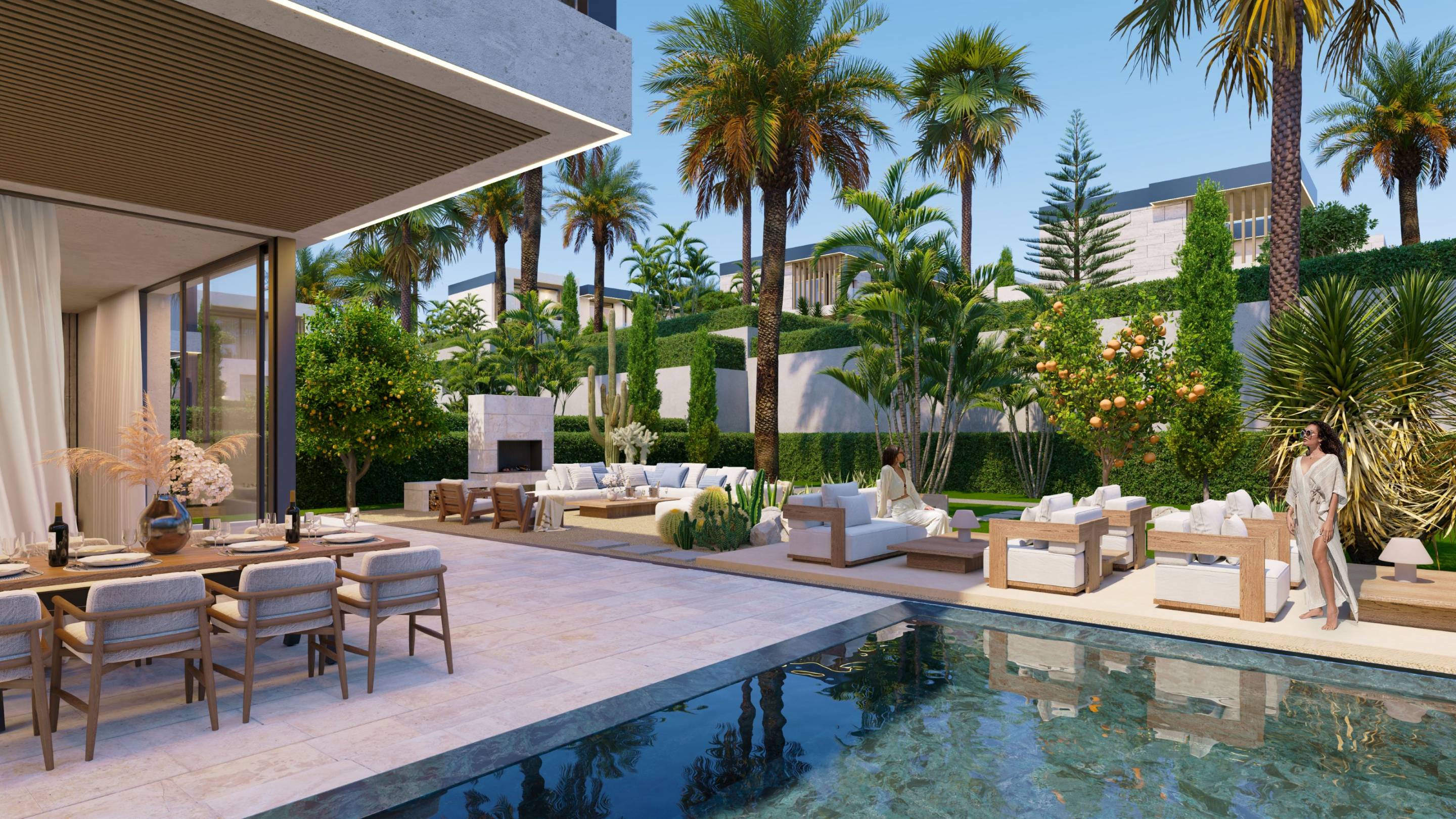 Main bedroom with built-in wardrobes in 4-bedroom new-build villa, Whater Gardens, Estepona