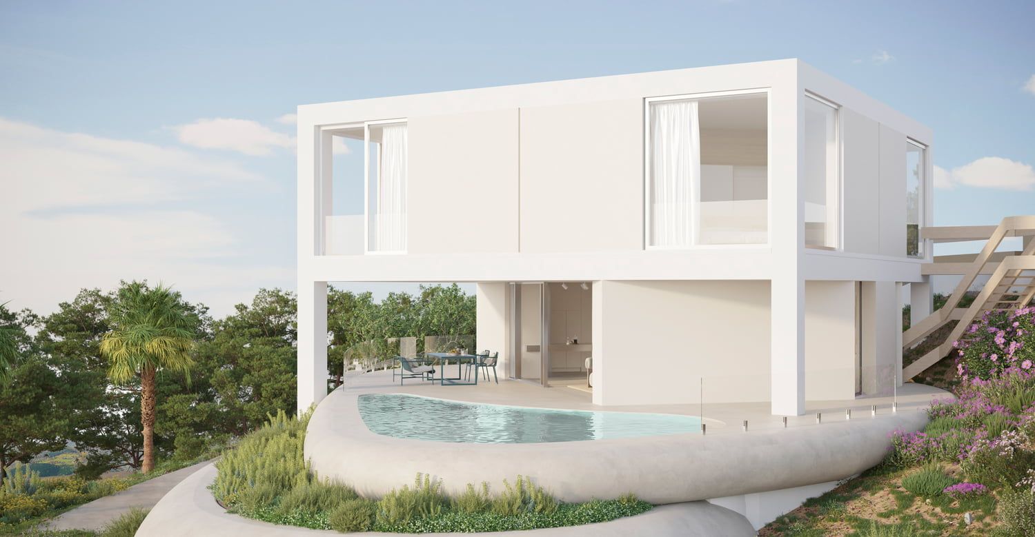 Covered terrace adjoining living area of new-build villa, Las Colinas Golf, Orihuela