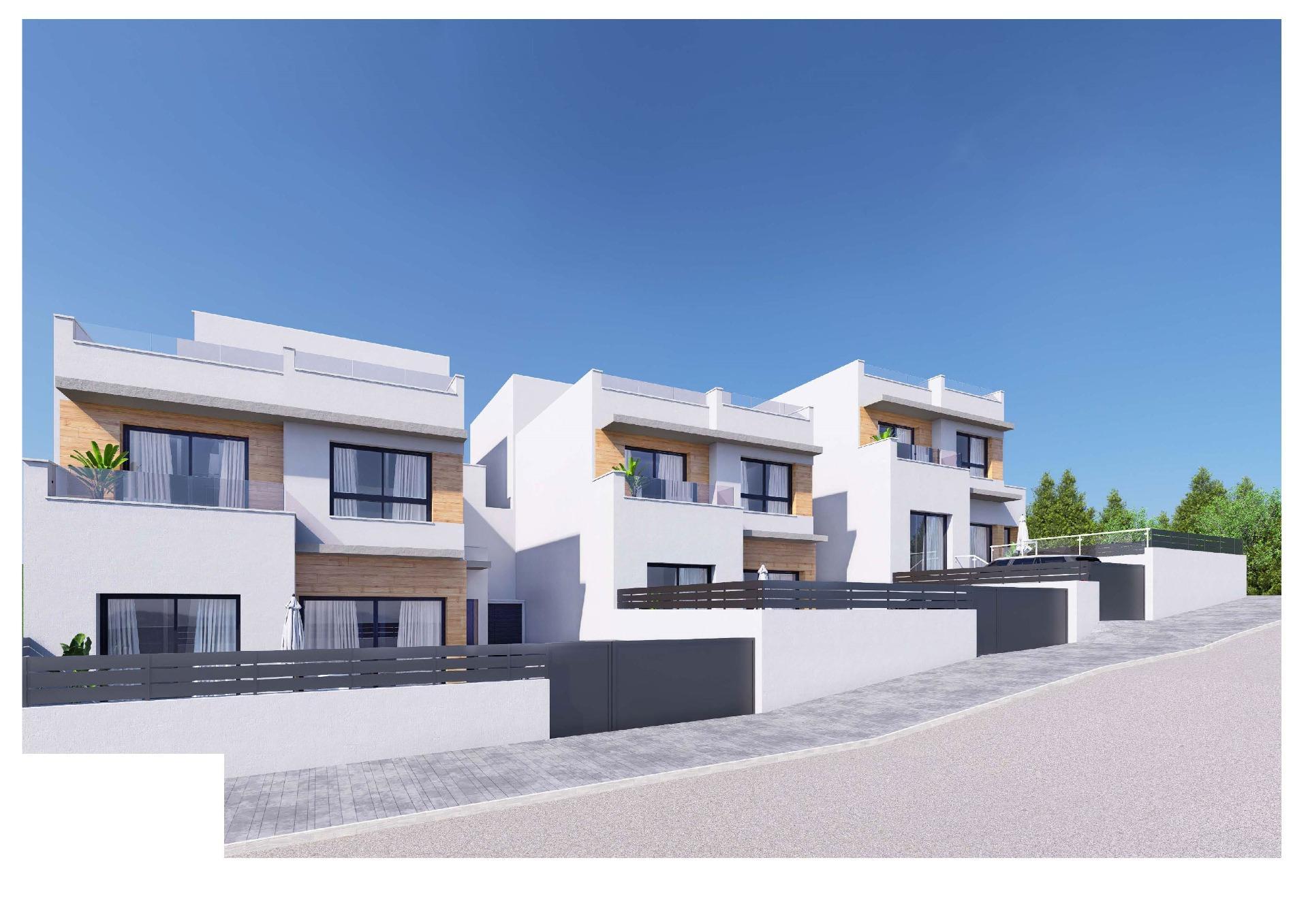 Staircase leading to rooftop solarium in new-build villa, Pueblo 4, Benijofar