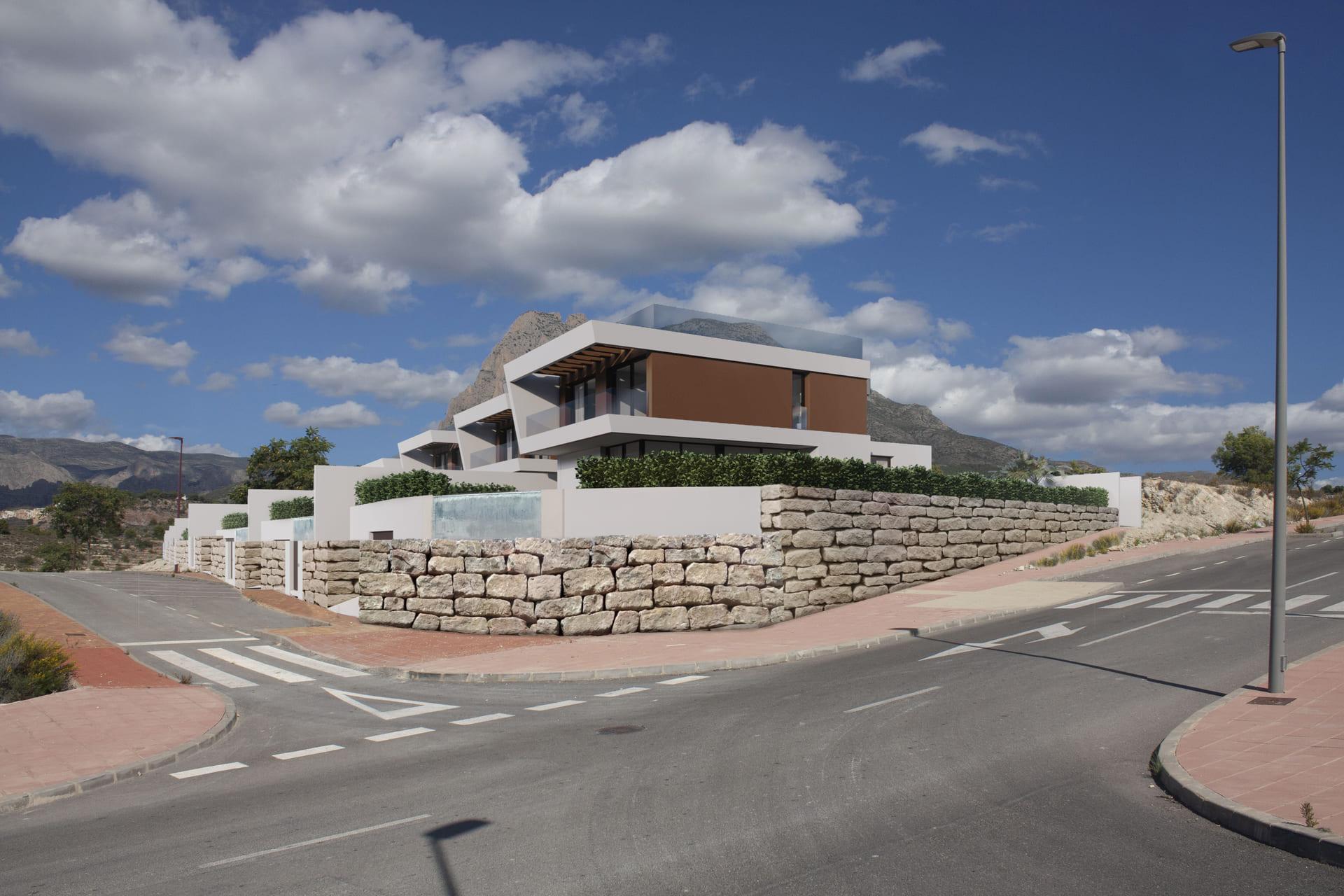 Garden and private plot area of new-build villa, Golf Puig Campana, Finestrat