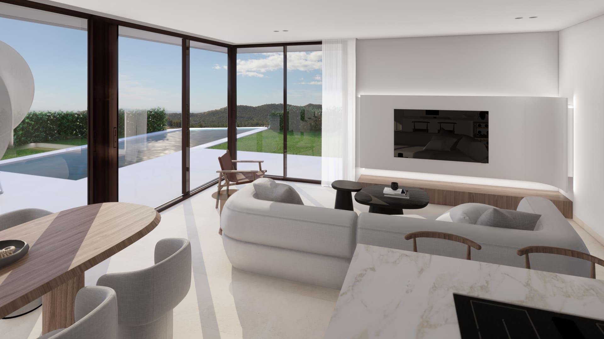Kitchen with fitted units and worktop in 3-bedroom villa, Golf Puig Campana, Finestrat