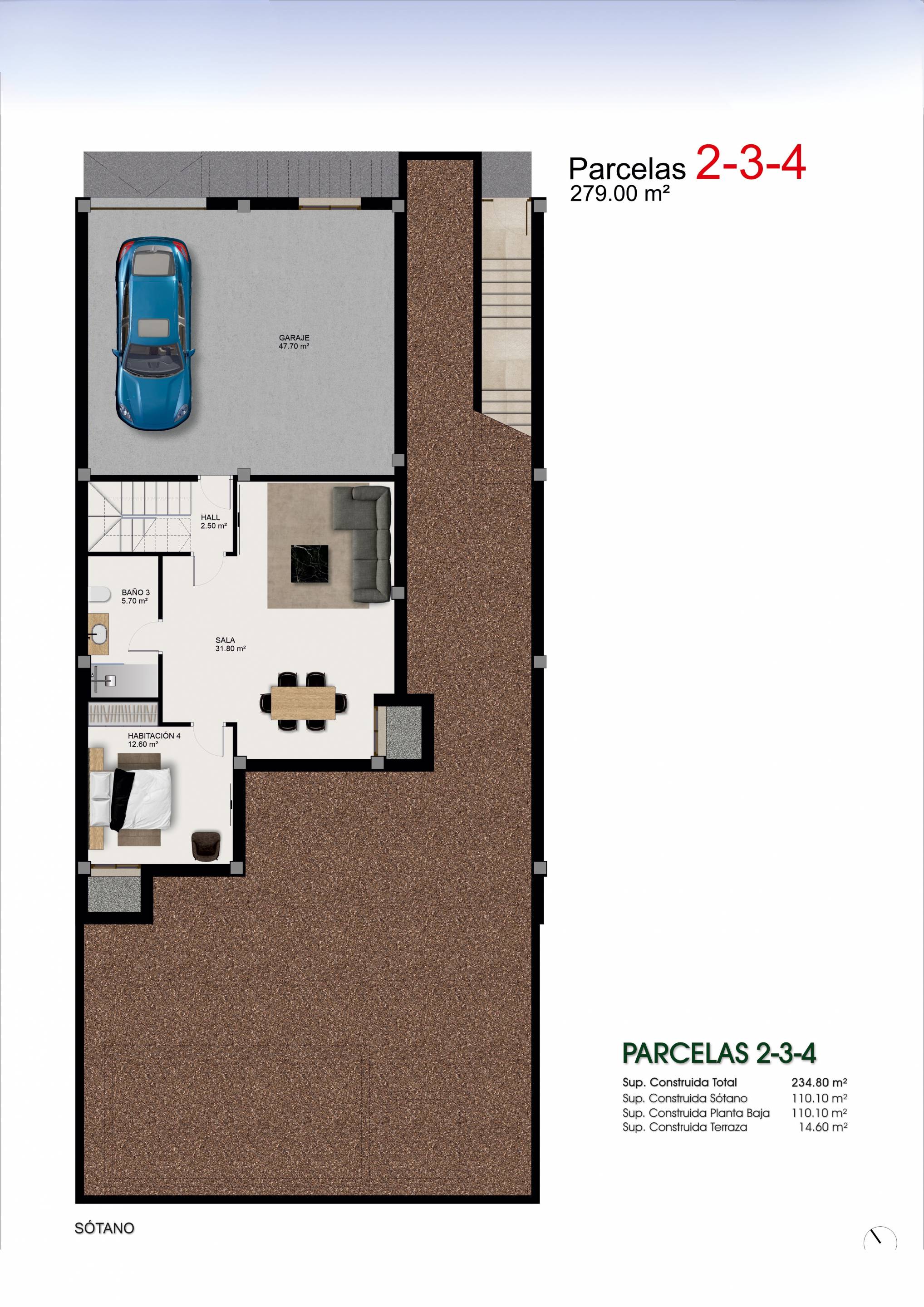 Ground-floor layout plan of 234m2 new-build villa, Centro de la Ciudad Quesada, Rojales