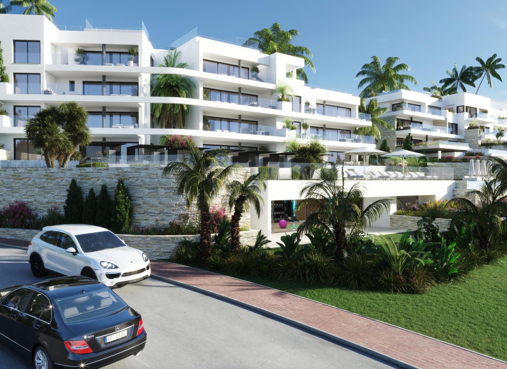 Open-plan interior of 2-bedroom apartment in Las Colinas Golf, Orihuela