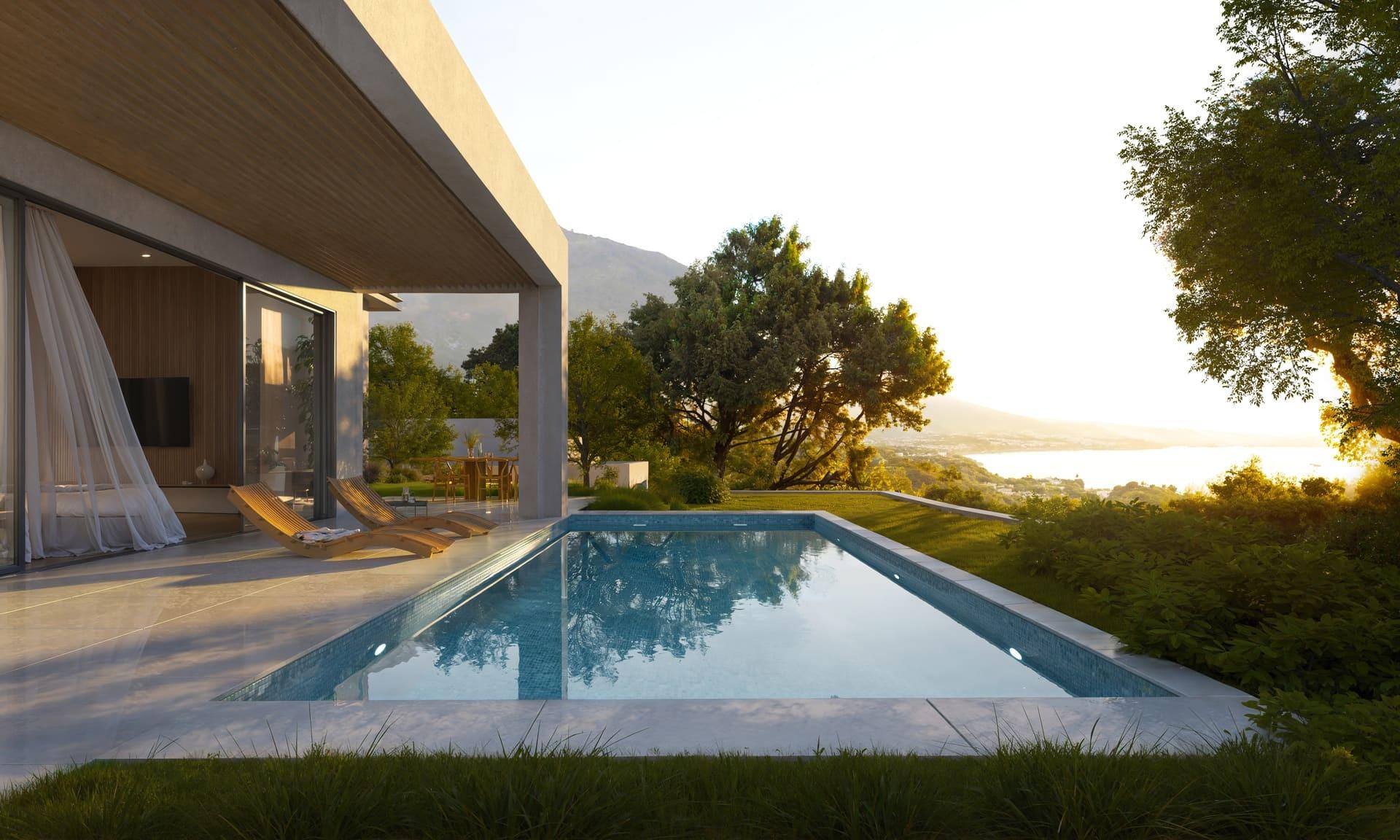 Close-up of kitchen island in new-build villa, El Higuerón, Mijas