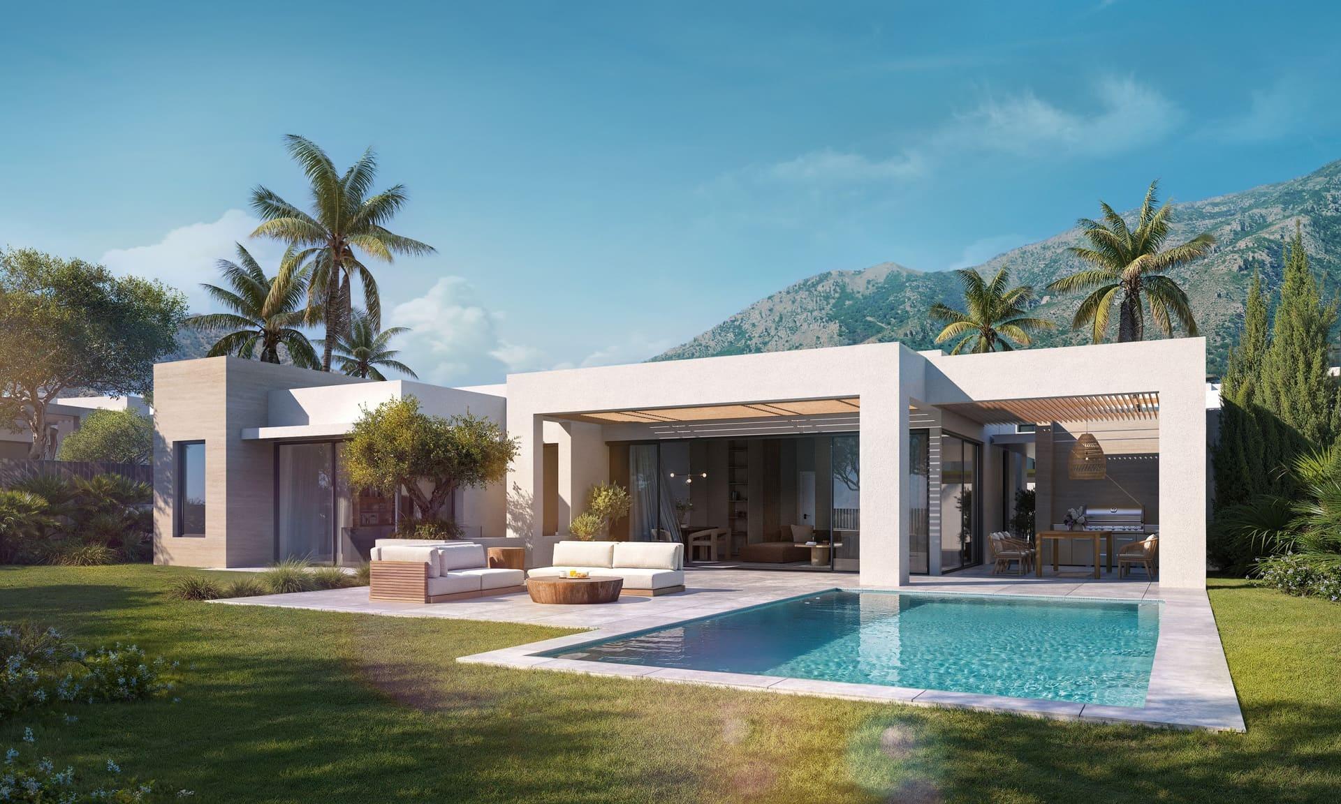 Aerial view of plot and surrounding area, new-build villa, El Higuerón, Mijas