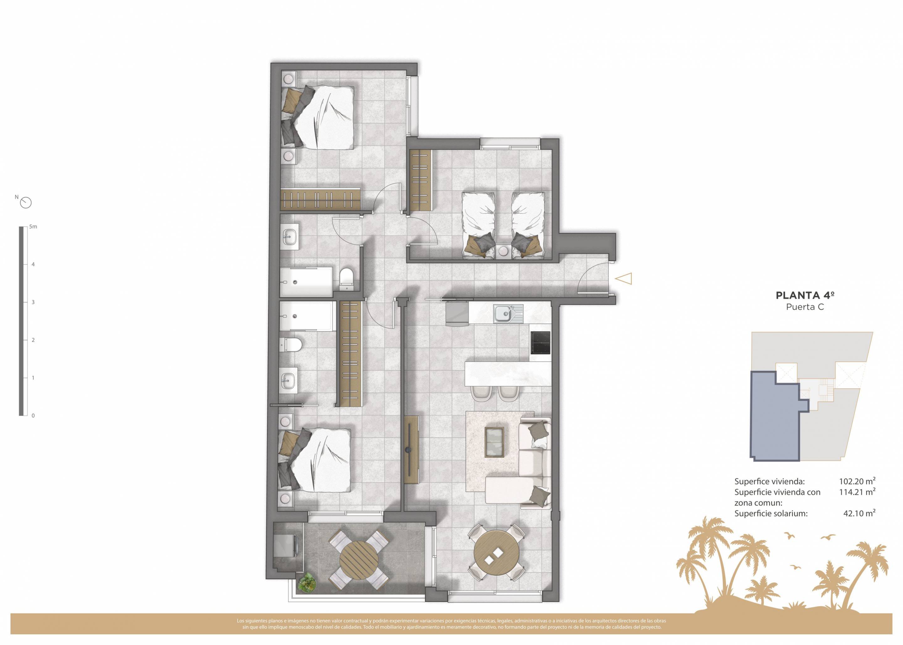 Site or block floor plan for penthouse complex, Centro, Guardamar Del Segura