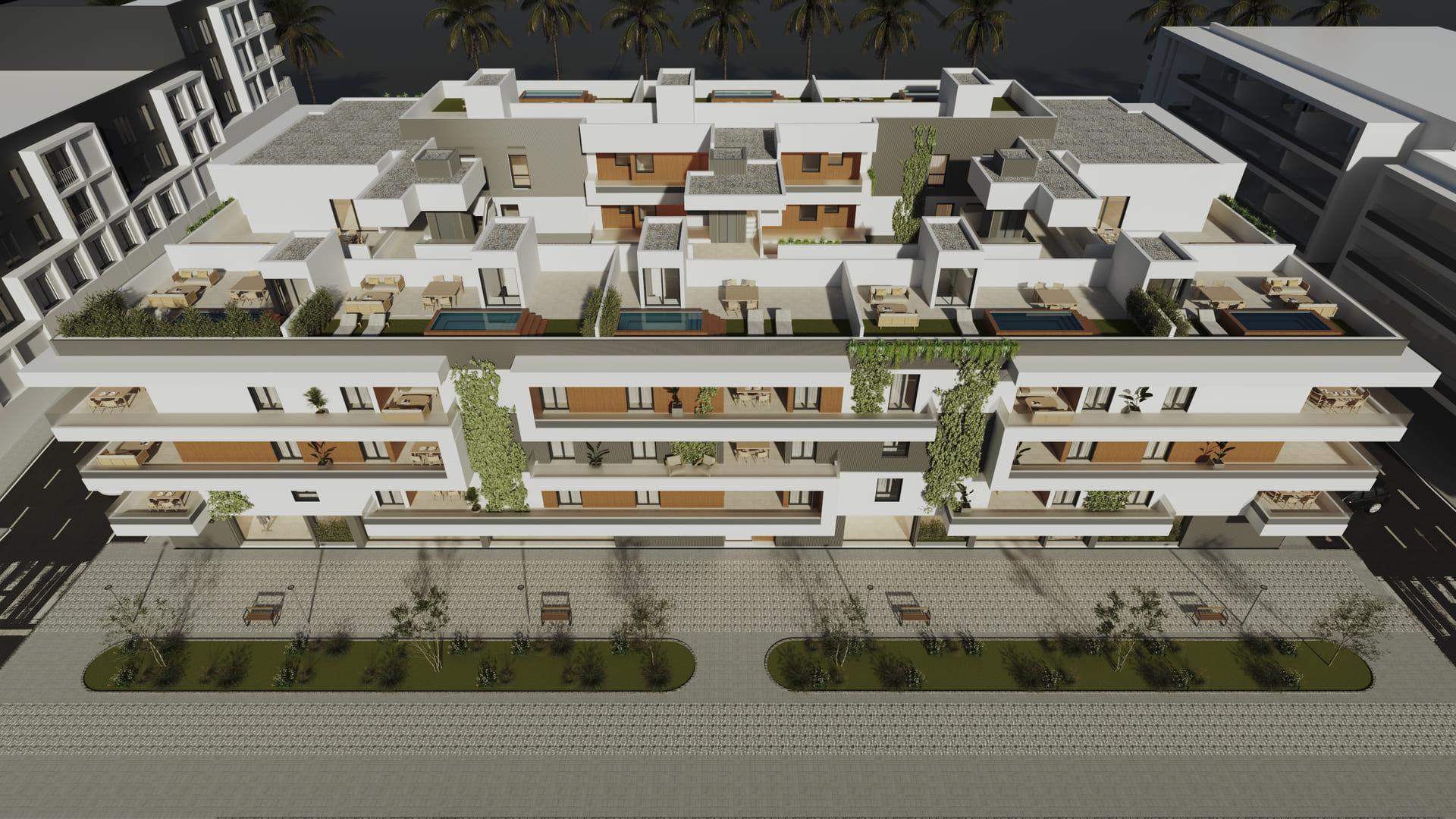 Terrace access doors from living area in new-build penthouse, San Pedro de Alcántara
