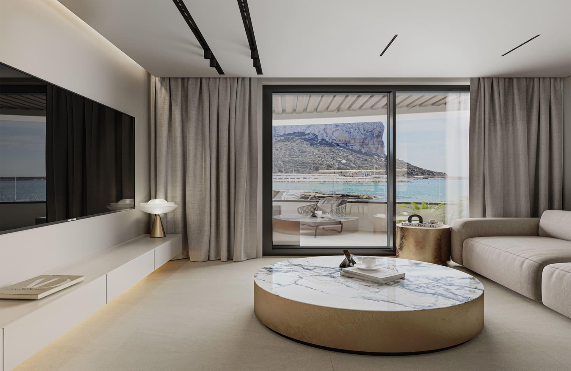 Communal pool area in new-build development, Ifach, Calpe