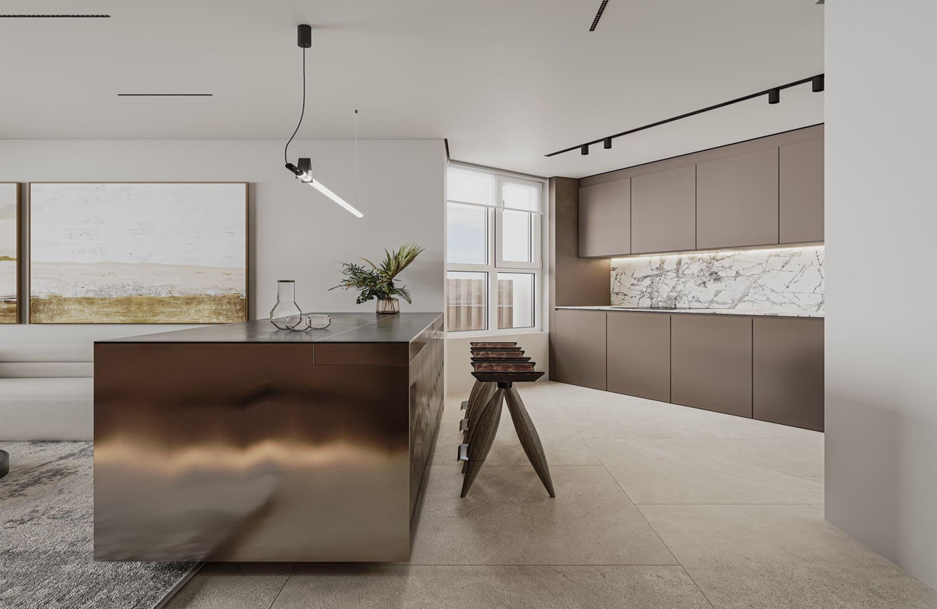 Kitchen and dining area in new-build apartment, Ifach, Calpe
