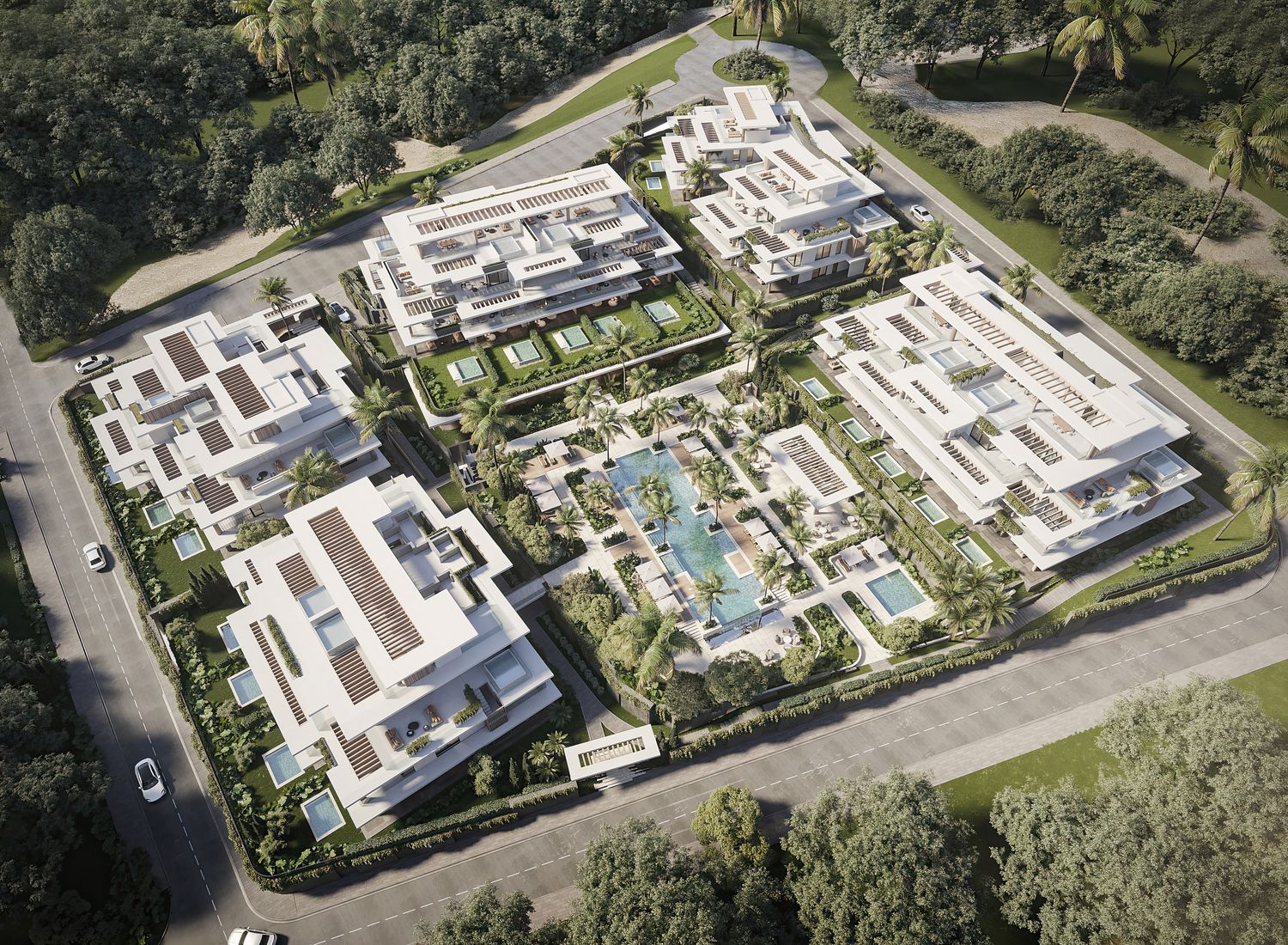 Elevated view of Whater Gardens new-build development, Estepona