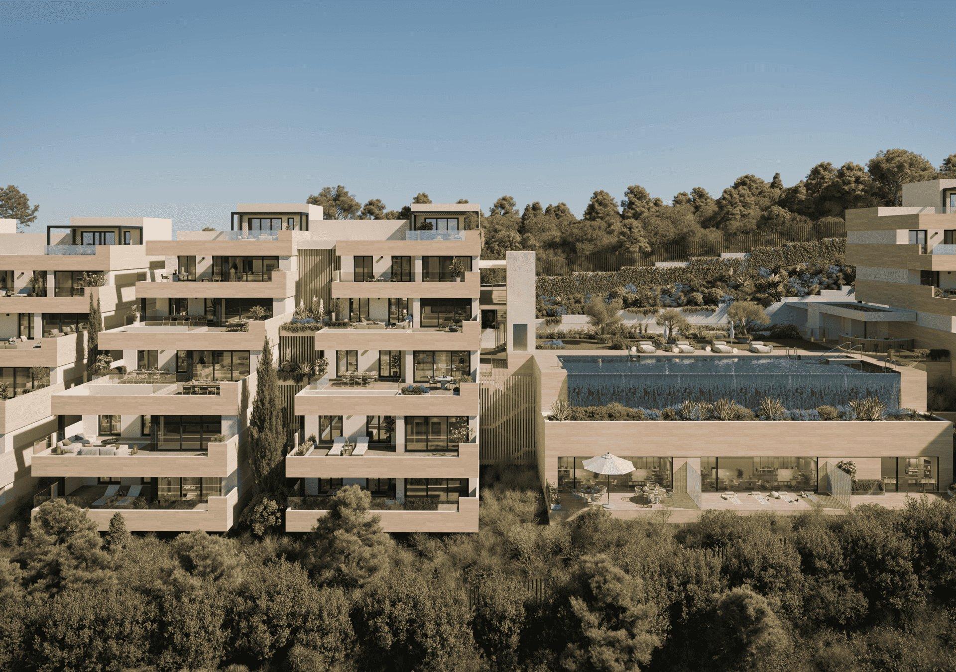 Communal garden and grounds of new-build development, Alto de los Monteros, Marbella