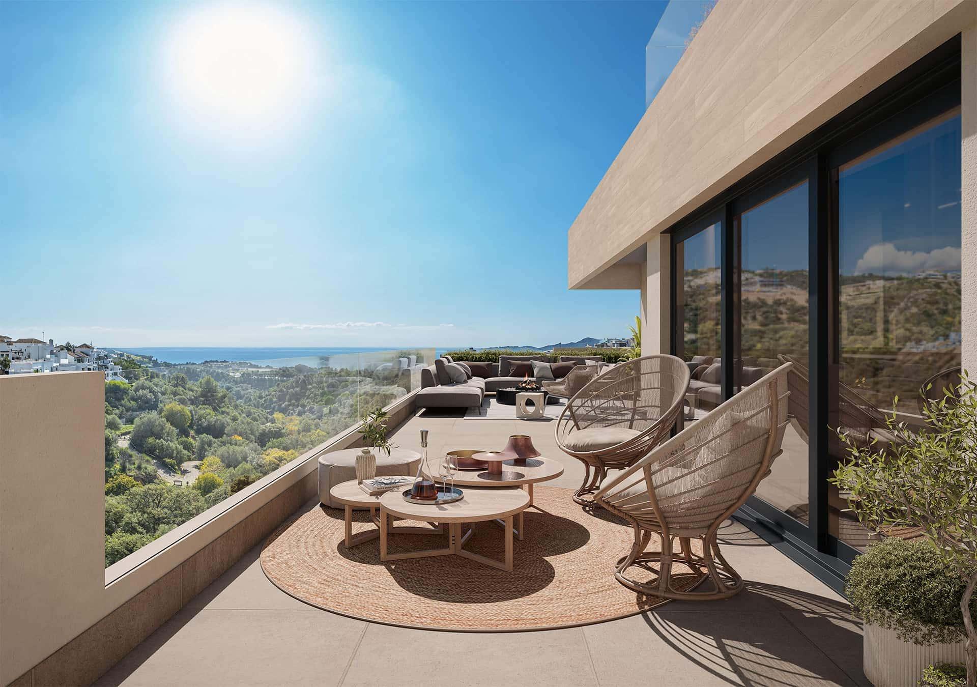 Elevated view of new-build development and surroundings, Alto de los Monteros, Marbella