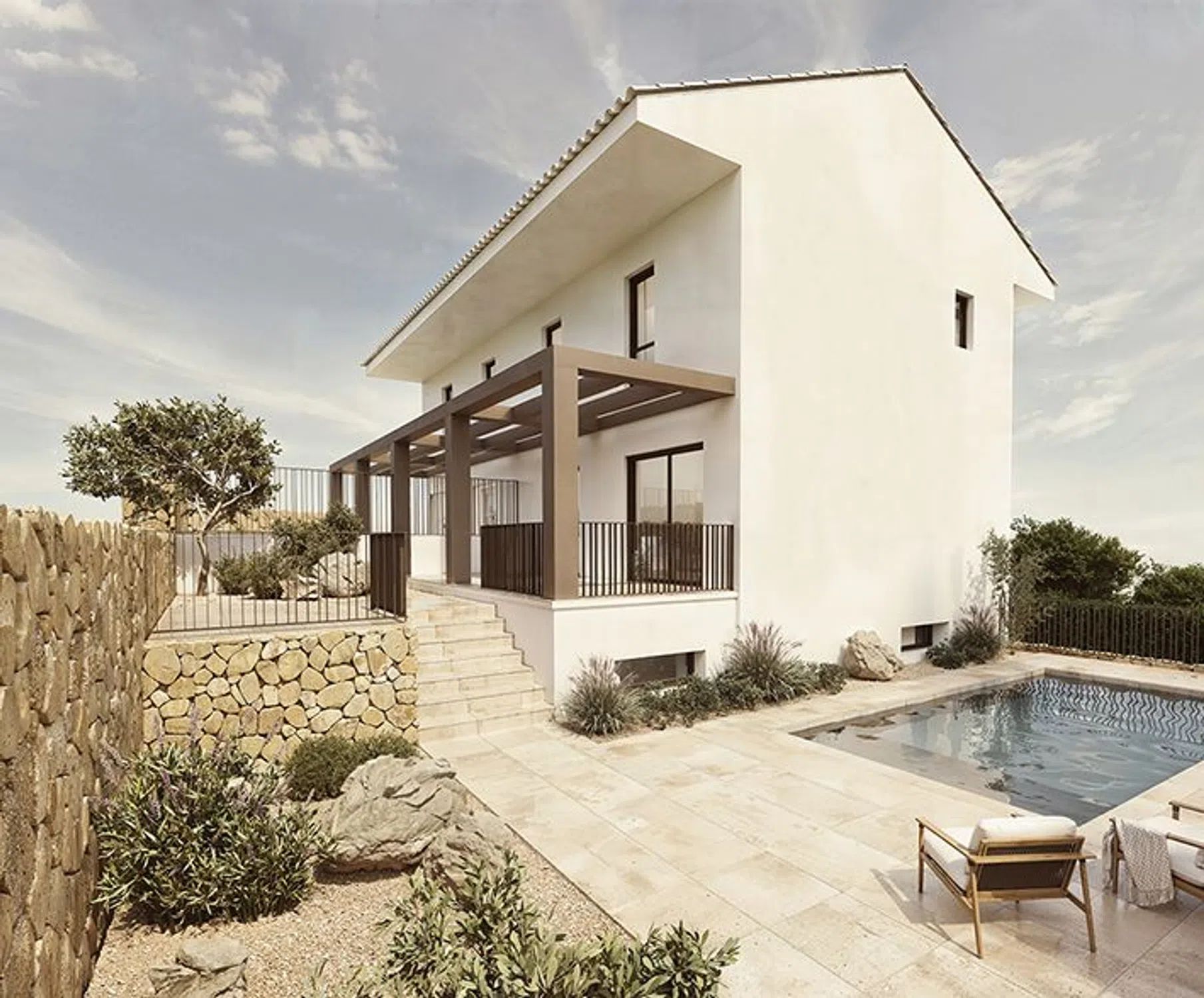 Rear exterior of new-build townhouse on 244m2 plot, Coloma, La Nucía