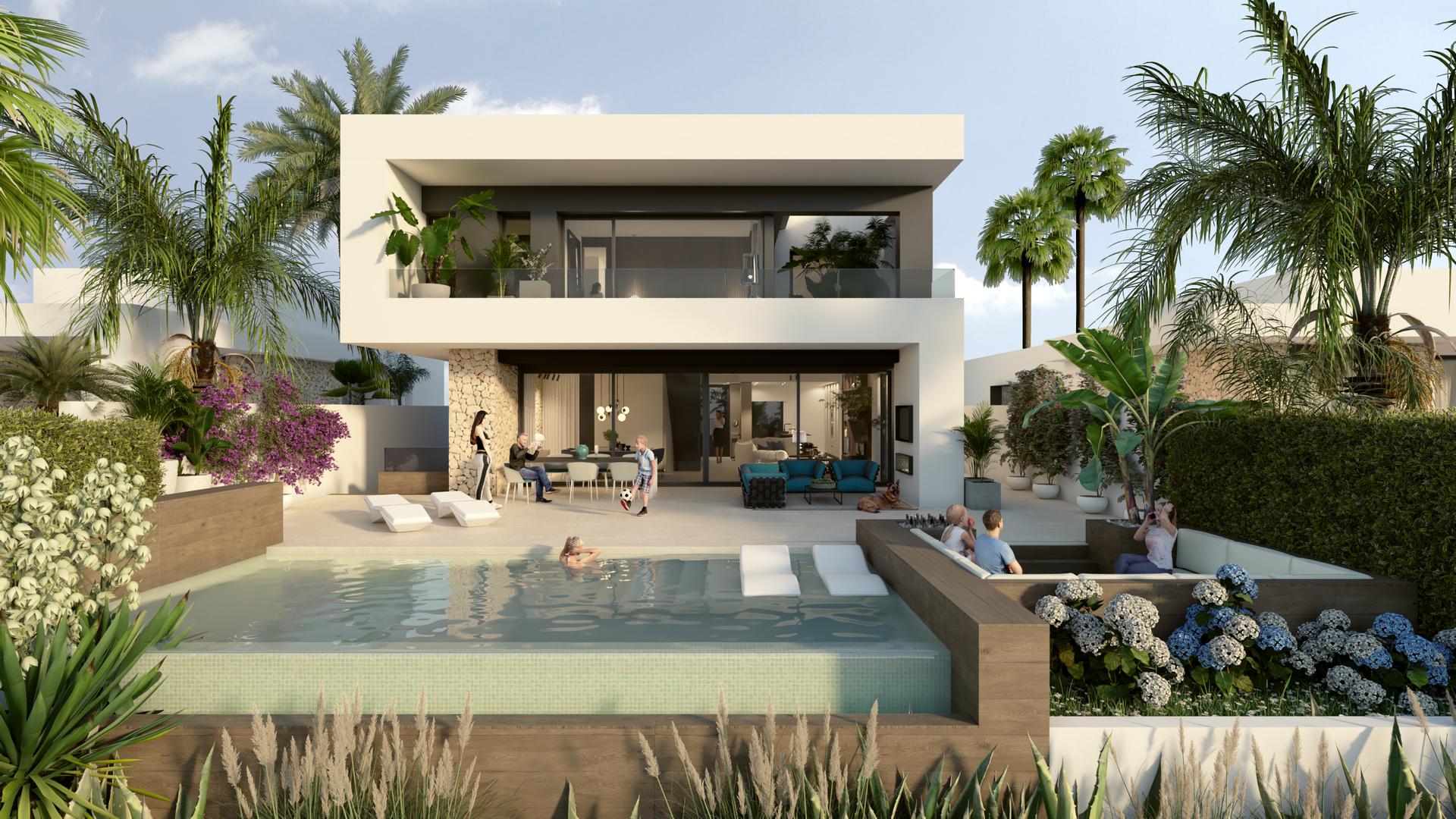 Front elevation of 3-bedroom new-build villa, Algorfa, Alicante