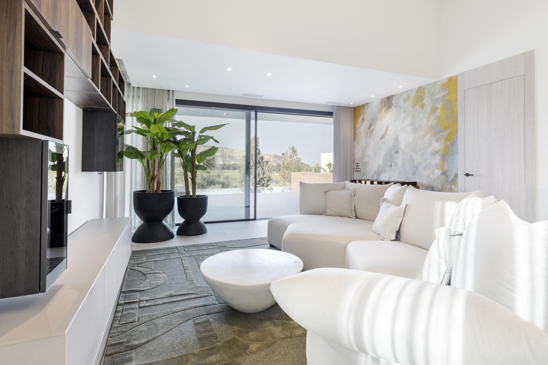 Interior living space detail in new-build villa, Algorfa