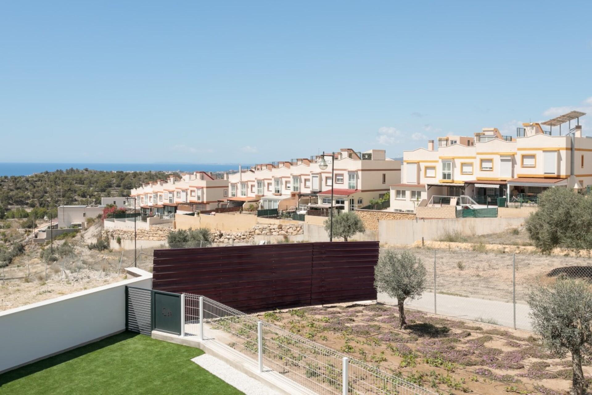 Street view of new-build villa development in Balcón de Finestrat, Finestrat
