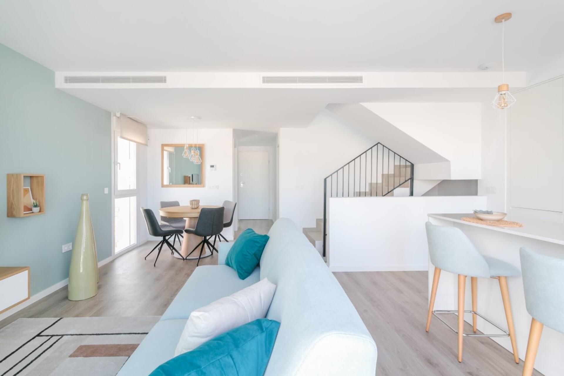 Open-plan living area in 4-bedroom new-build villa, Balcón de Finestrat