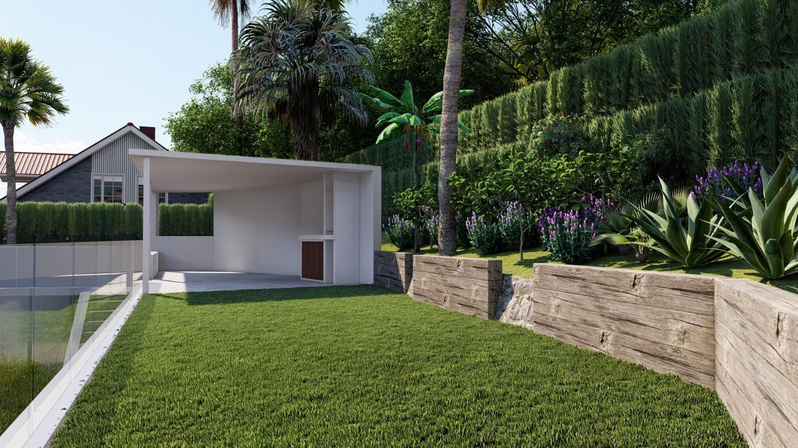 Exterior facade finish and lighting detail, new-build villa in Zona de Mascarat