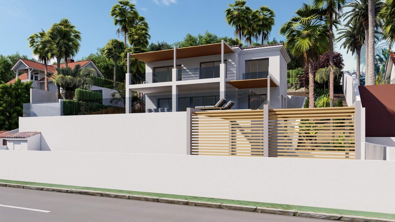 Road access and surrounding landscape near new-build villa, Zona de Mascarat, Altea