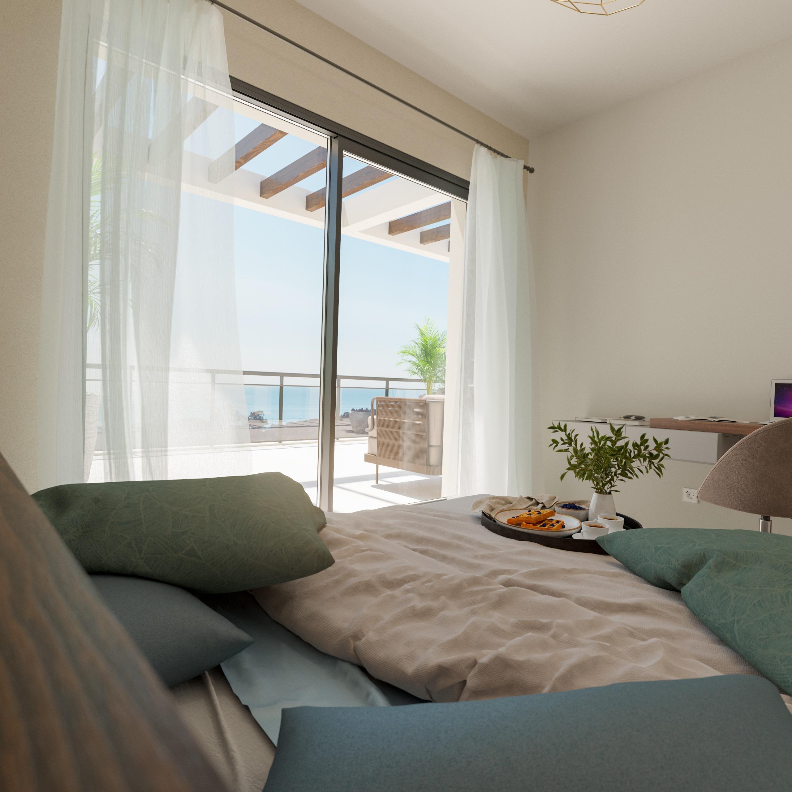 Communal pool and surrounding terrace in new-build development, La Cala Golf, Mijas