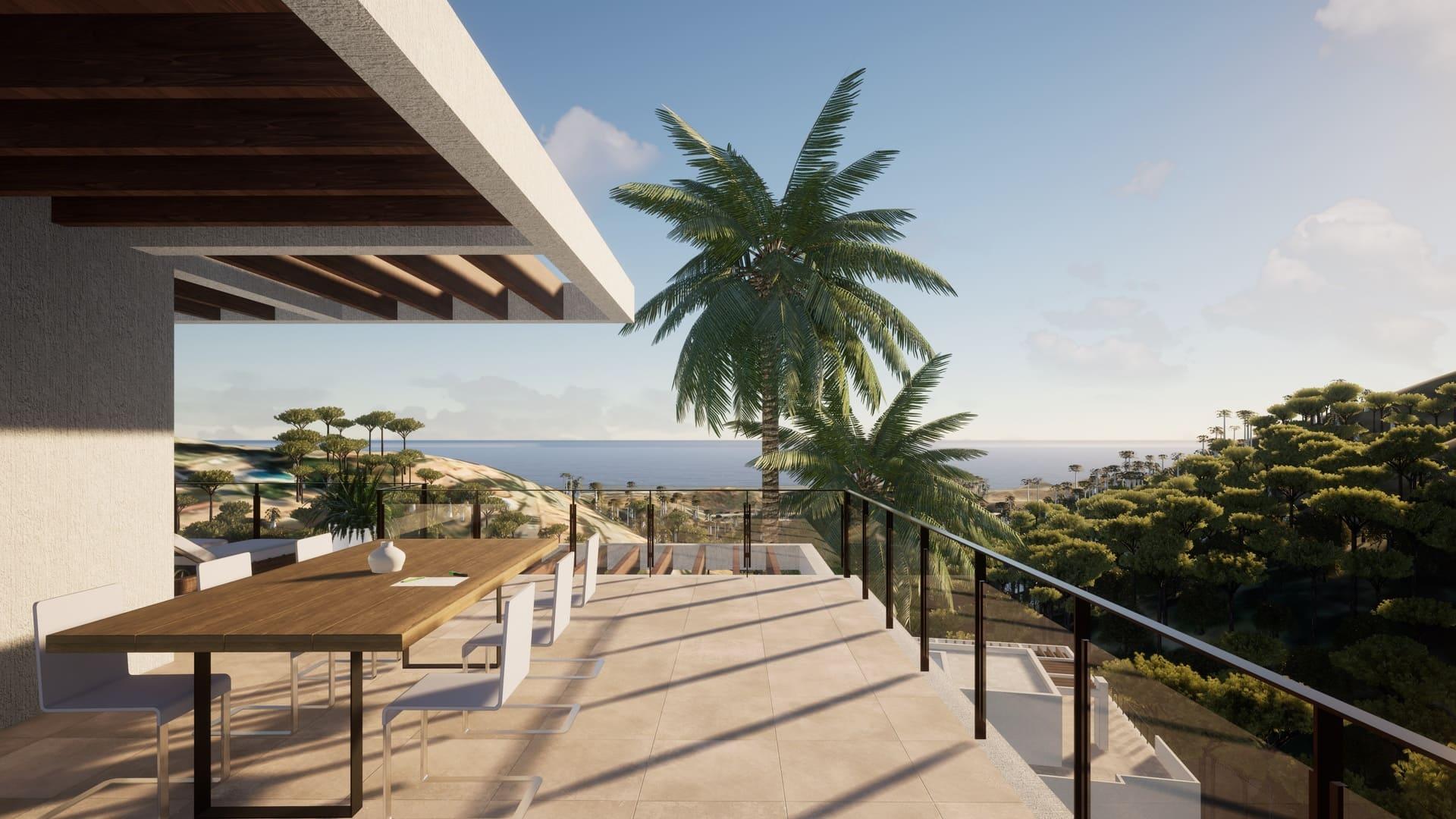 Covered terrace of 2-bedroom new-build apartment, La Cala Golf, Mijas