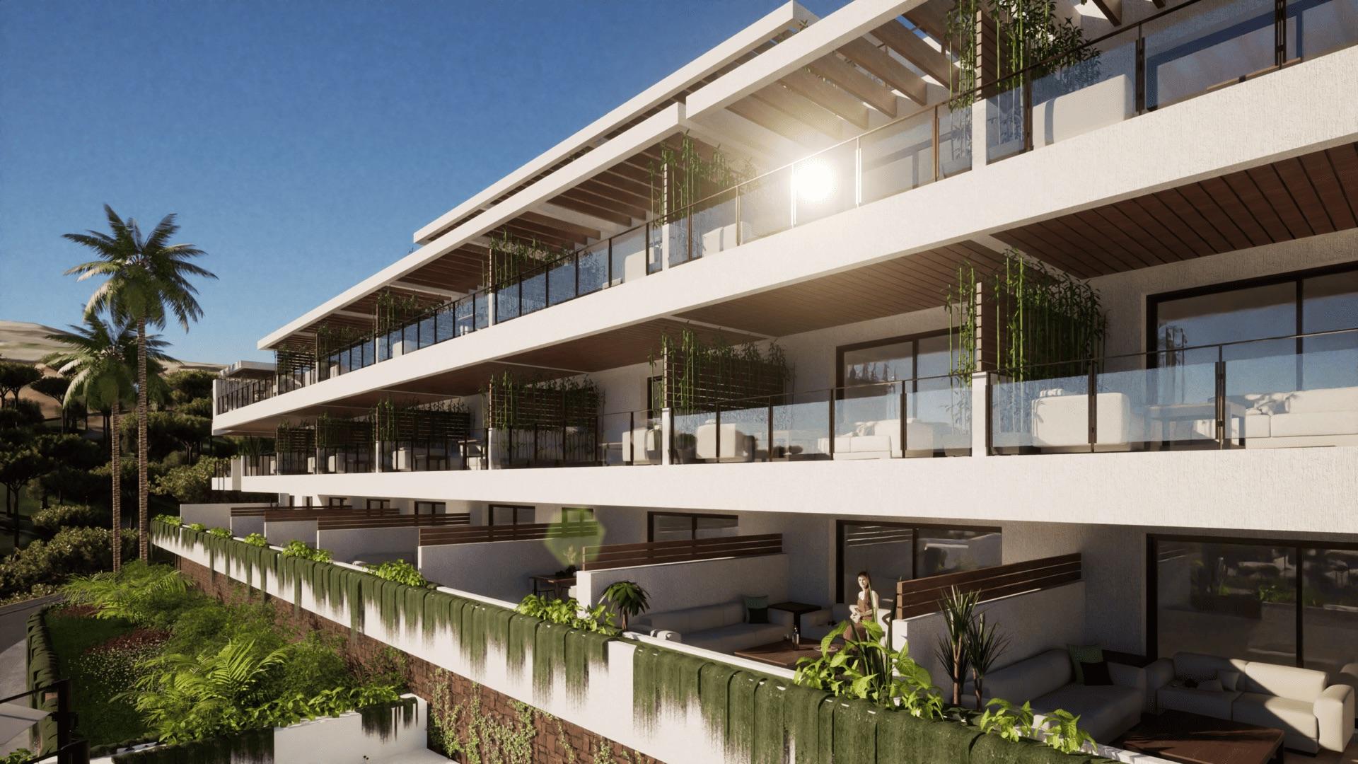Parking area within new-build development, La Cala Golf, Mijas