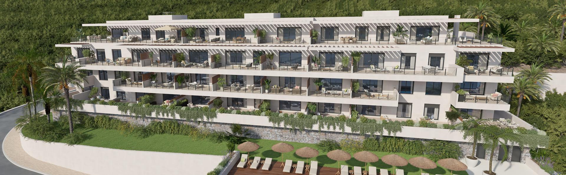 Elevated view of new-build development and surrounding area, La Cala Golf, Mijas