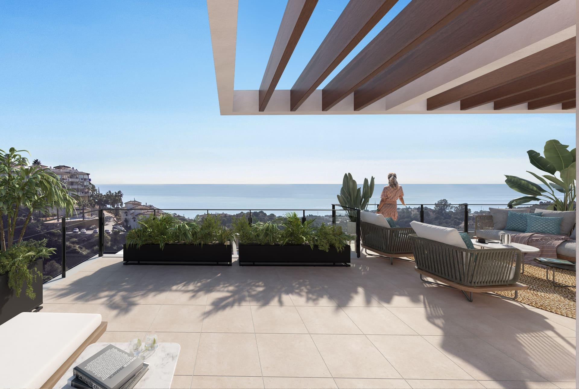 Communal green areas of new-build development, La Cala Golf, Mijas