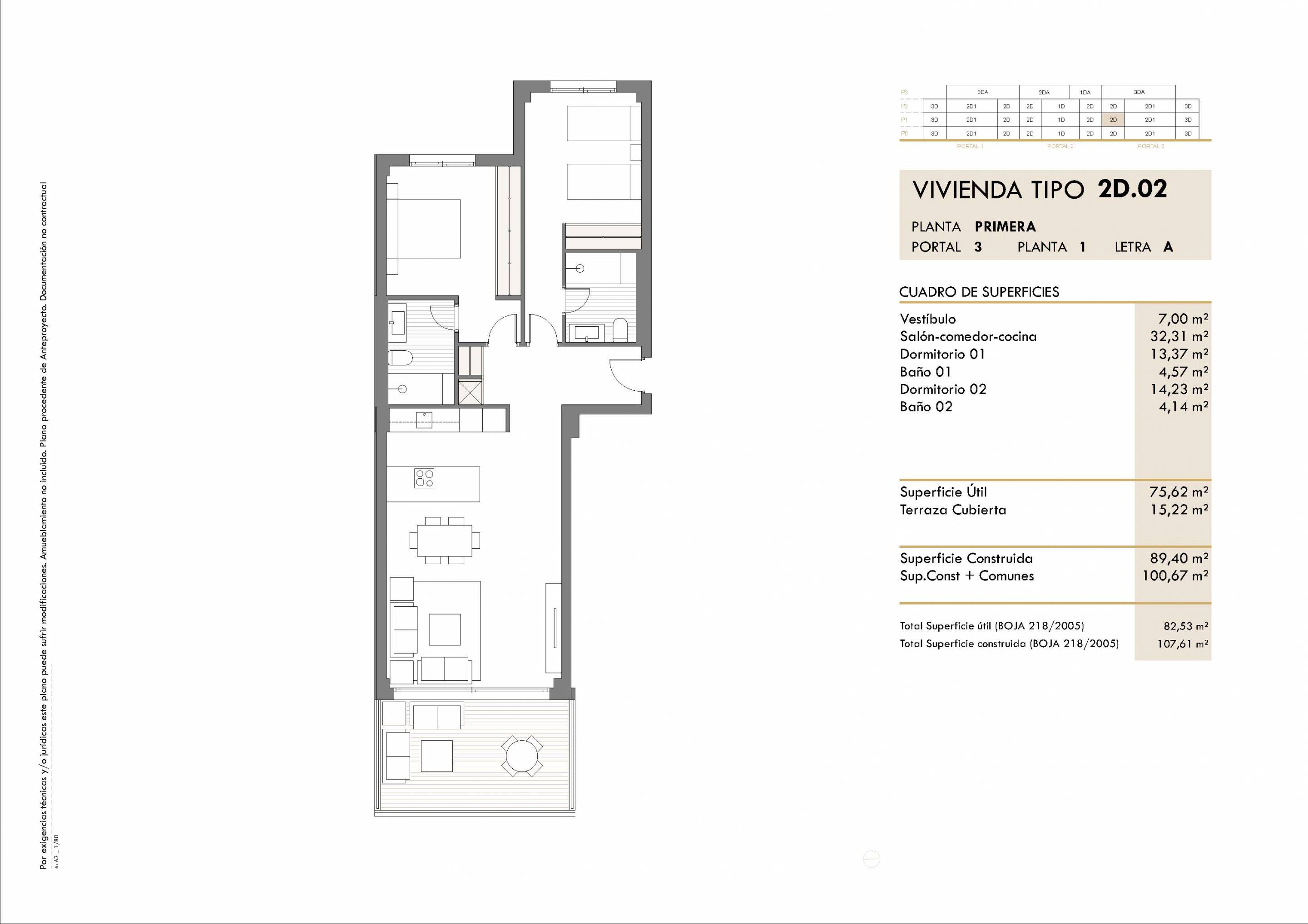 Floor plan of 2-bedroom new-build apartment showing 89 m2 layout, La Cala Golf, Mijas