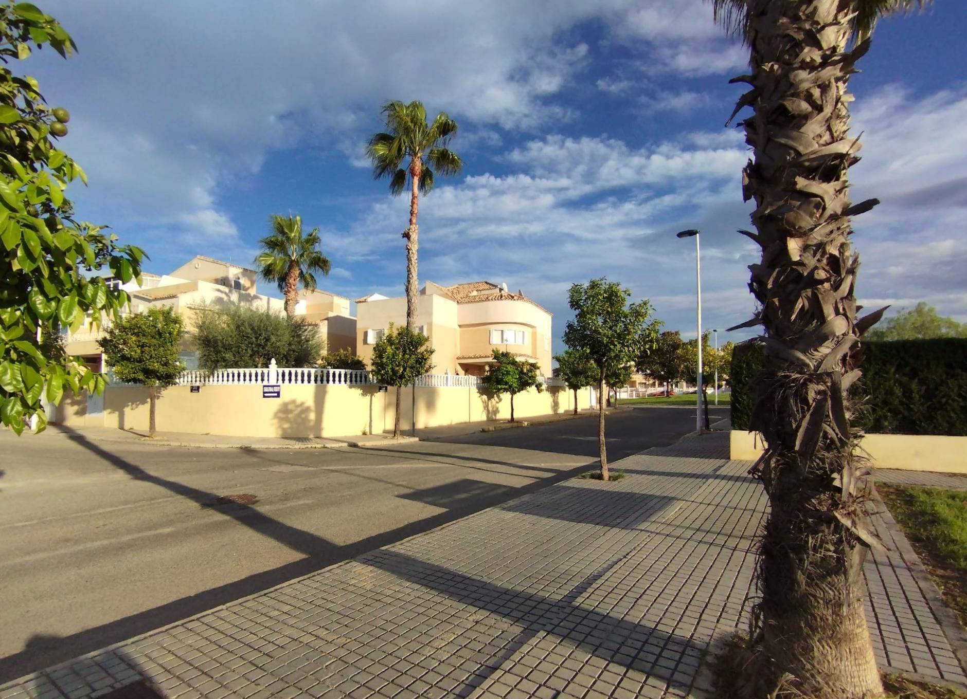 Side street view of corner villa, La Siesta, Torrevieja