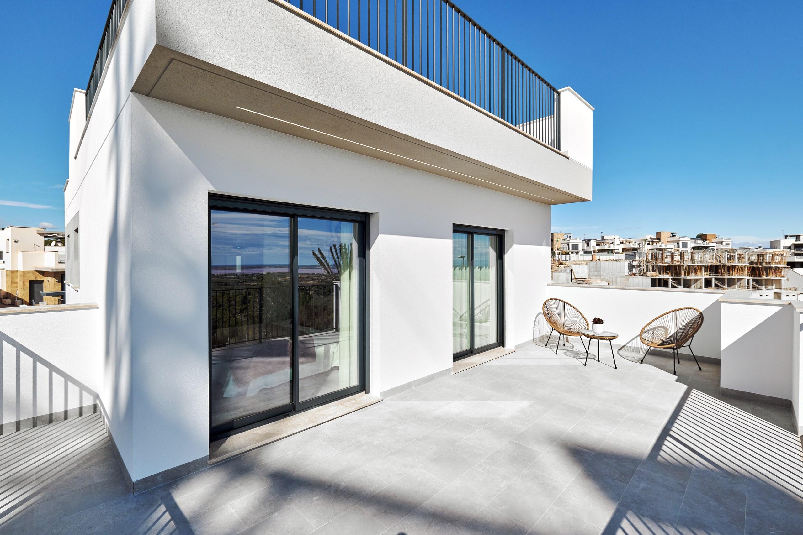 Master bedroom with double-glazed window in new-build villa, Bellavista, San Miguel De Salinas