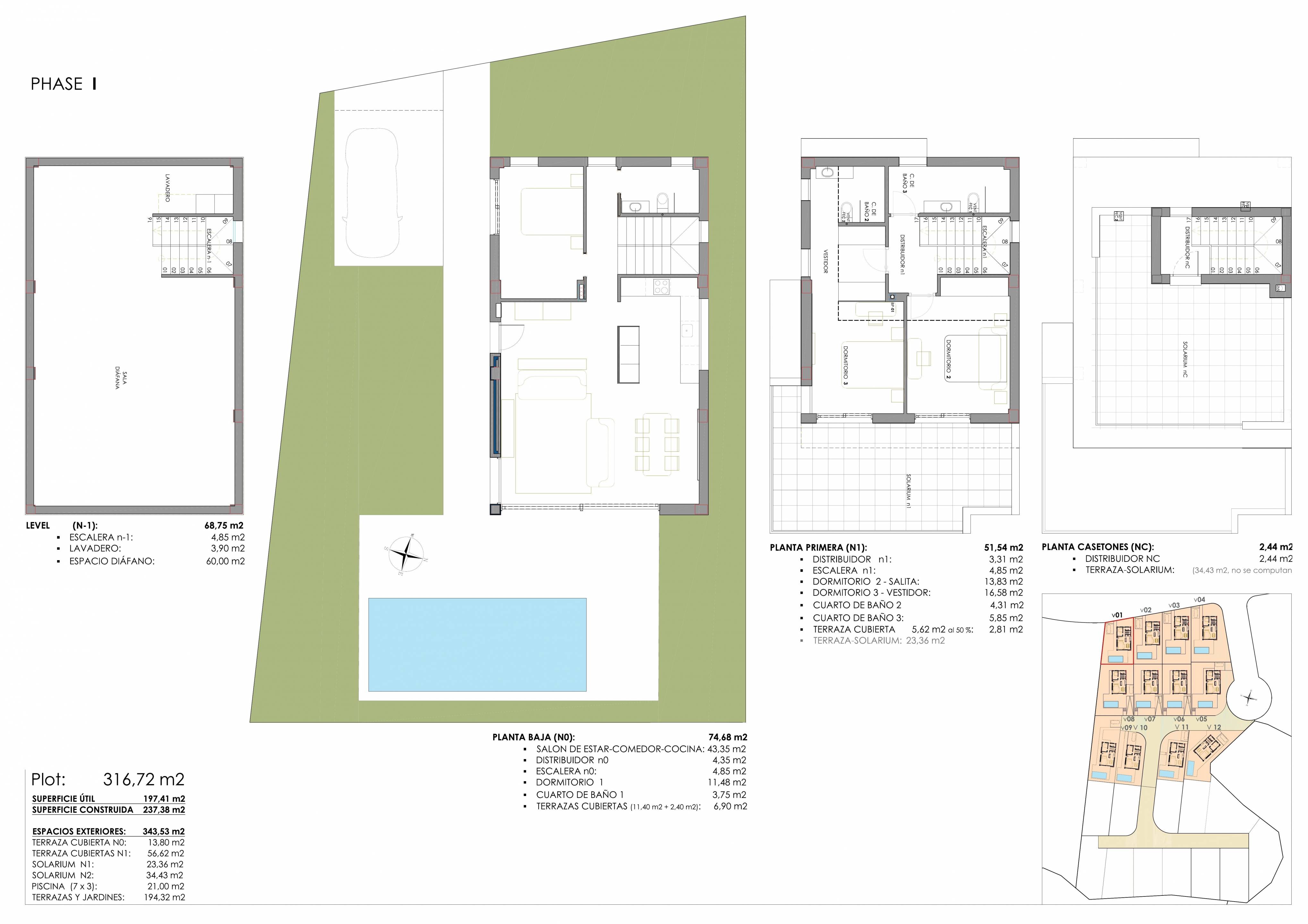 Floor plan of 3-bedroom villa in Bellavista, San Miguel De Salinas, 237m2 build area