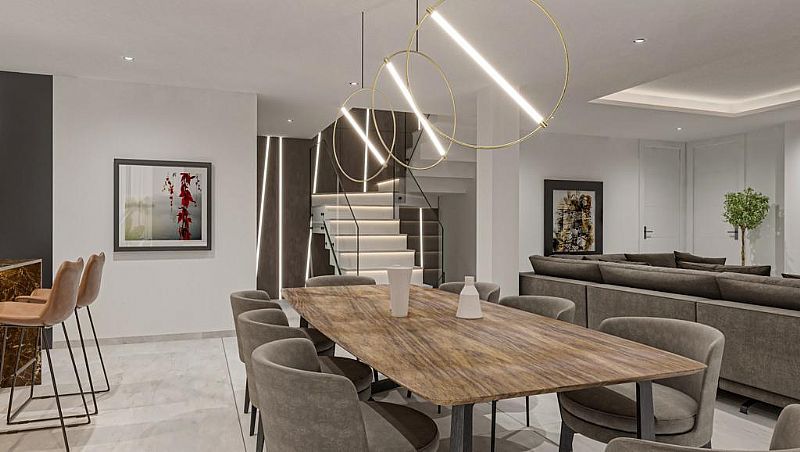 Private pool and surrounding terrace of new-build villa, Cucarres, Calpe