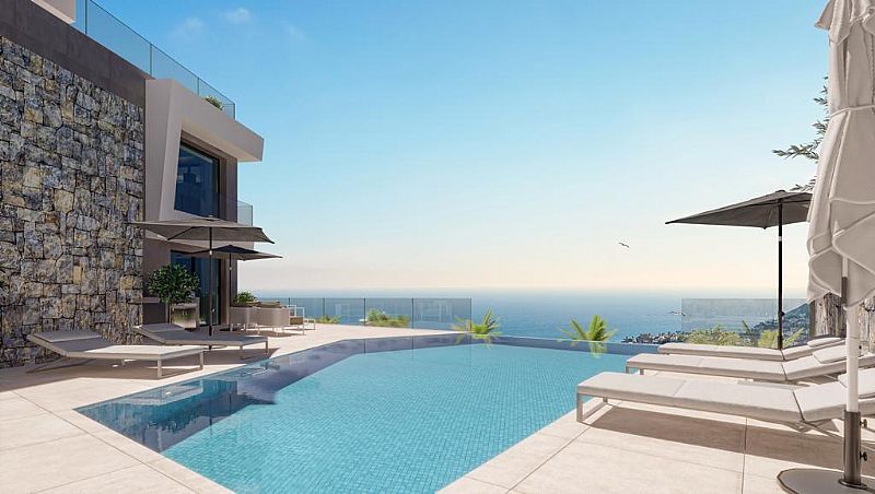 Covered terrace adjoining main living areas in new-build villa, Cucarres, Calpe