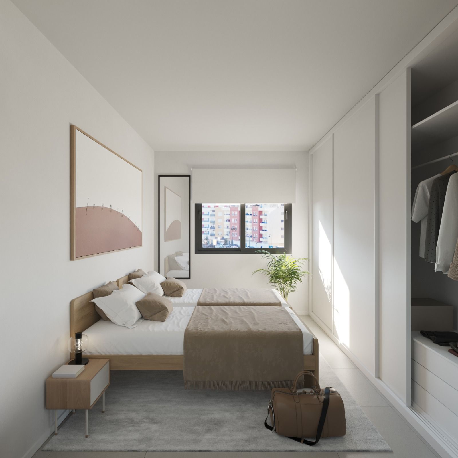 Main bedroom with built-in wardrobes in 2-bedroom apartment, Playa de los Boliches
