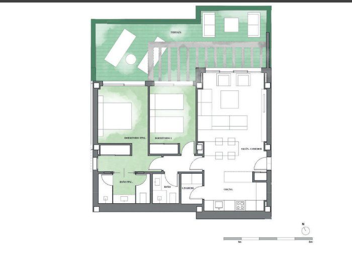 Lift lobby and entrance hallway inside new-build apartment building, La Cala de Mijas