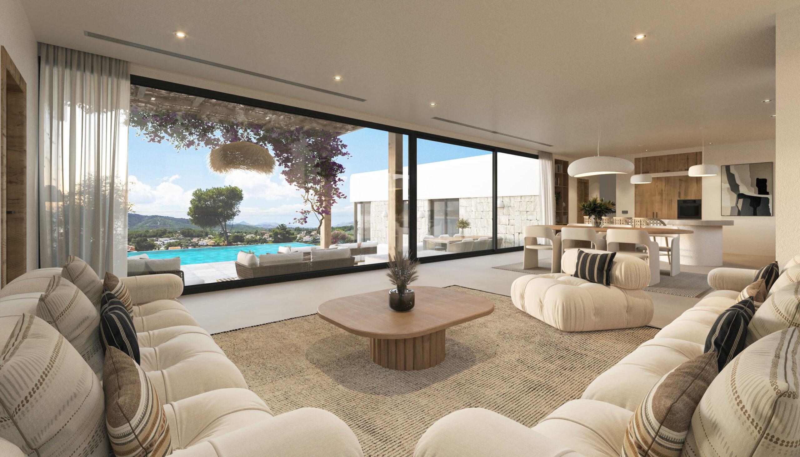 Open-plan living area in 3-bedroom new-build villa, Valle Del Sol, Jávea