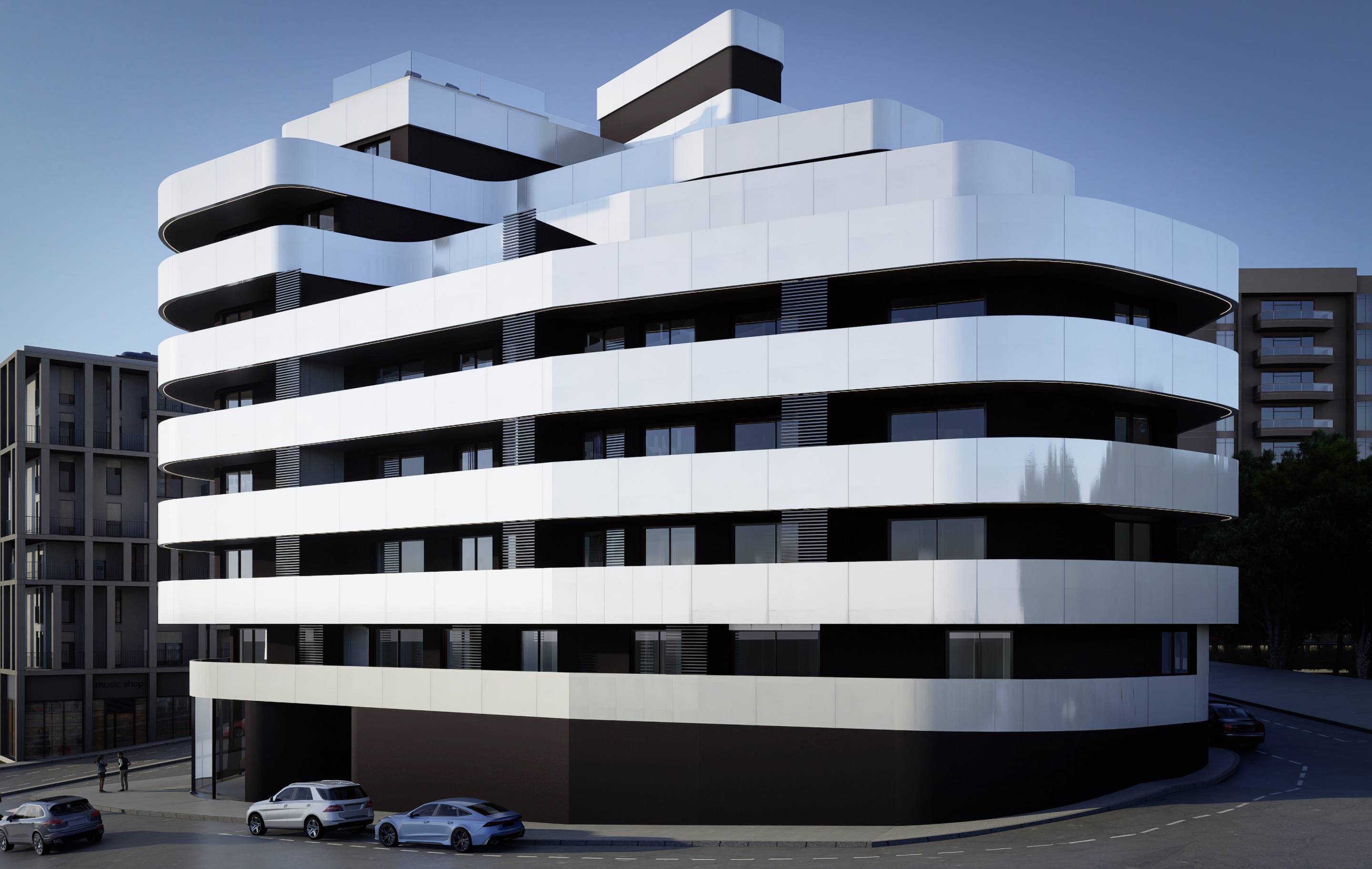 Communal solarium on the roof terrace, residential development in Playa Arenal-Bol
