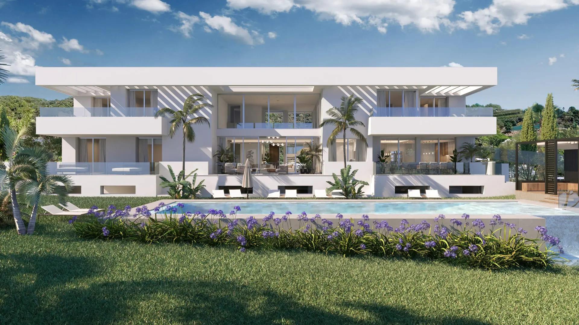 Private swimming pool at new-build villa, Cortés, Benahavis