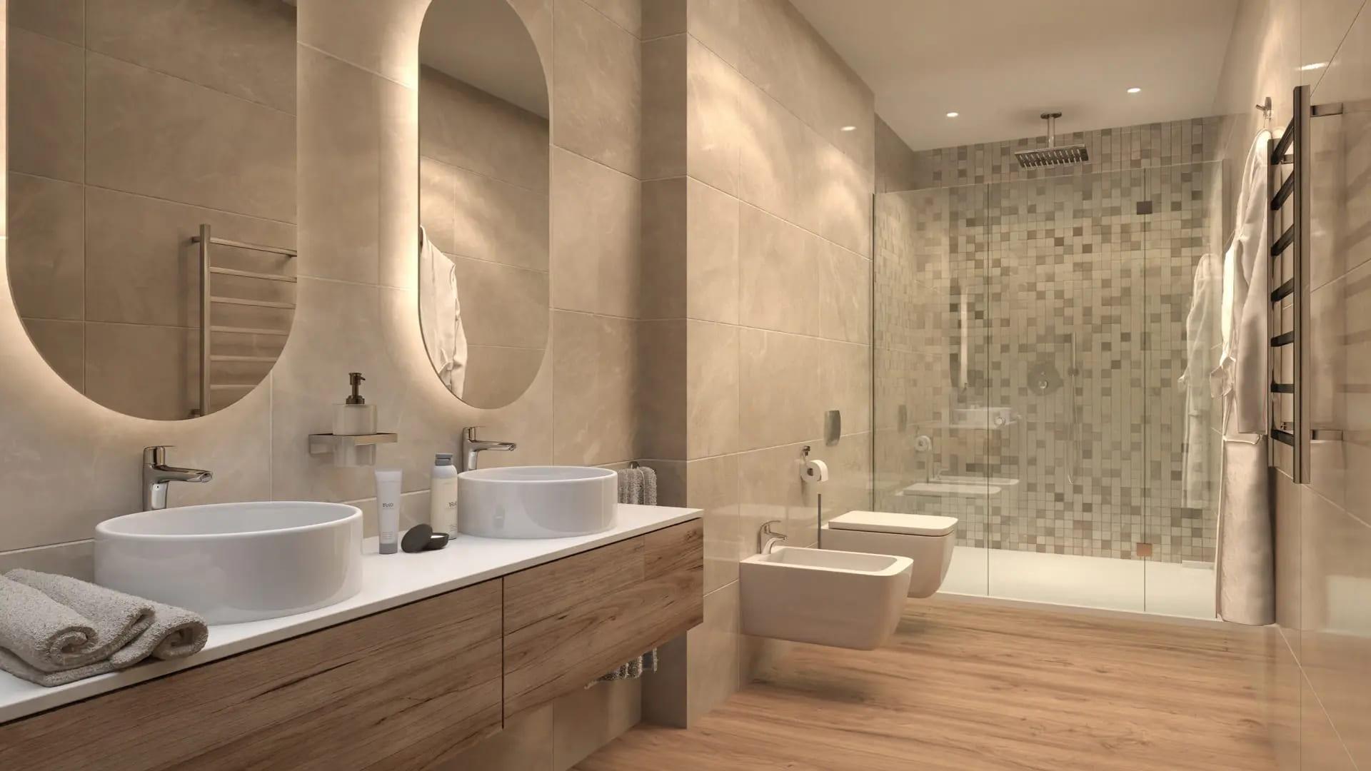 Bathroom with modern fittings in 6-bedroom villa, Cortés, Benahavis