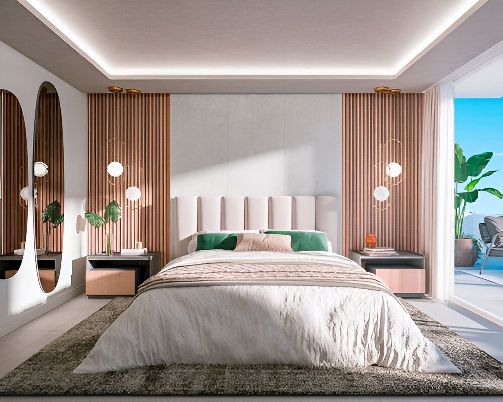 Open-plan living and dining area in 2-bedroom new-build penthouse, El Higuerón, Fuengirola