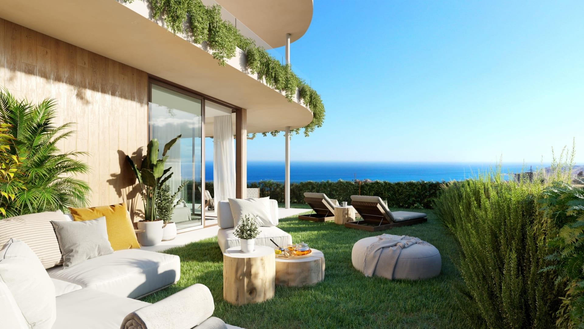 Bright living room with large windows in top-floor penthouse, El Higuerón, Fuengirola