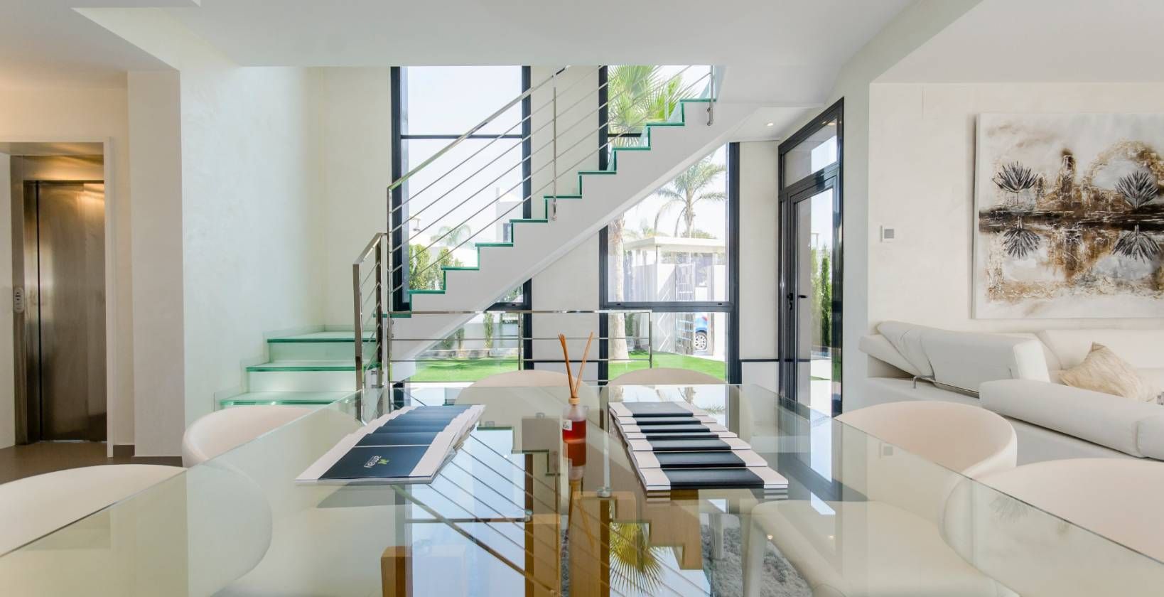 Front garden and entrance path of new-build villa, Campoamor
