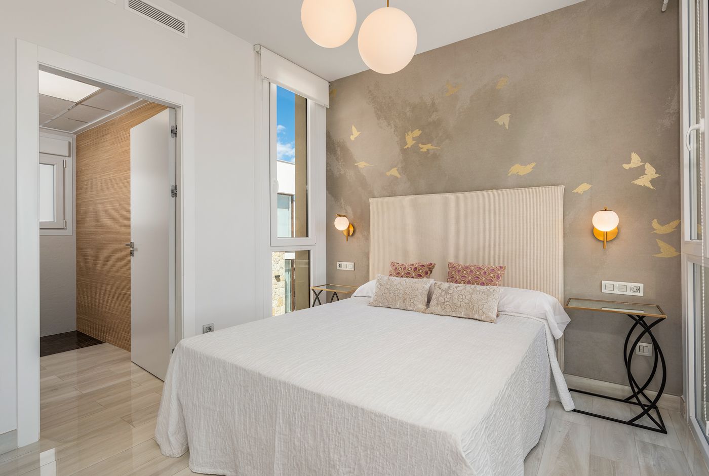 Living room interior with double-glazed windows, new-build villa, Ciudad Quesada